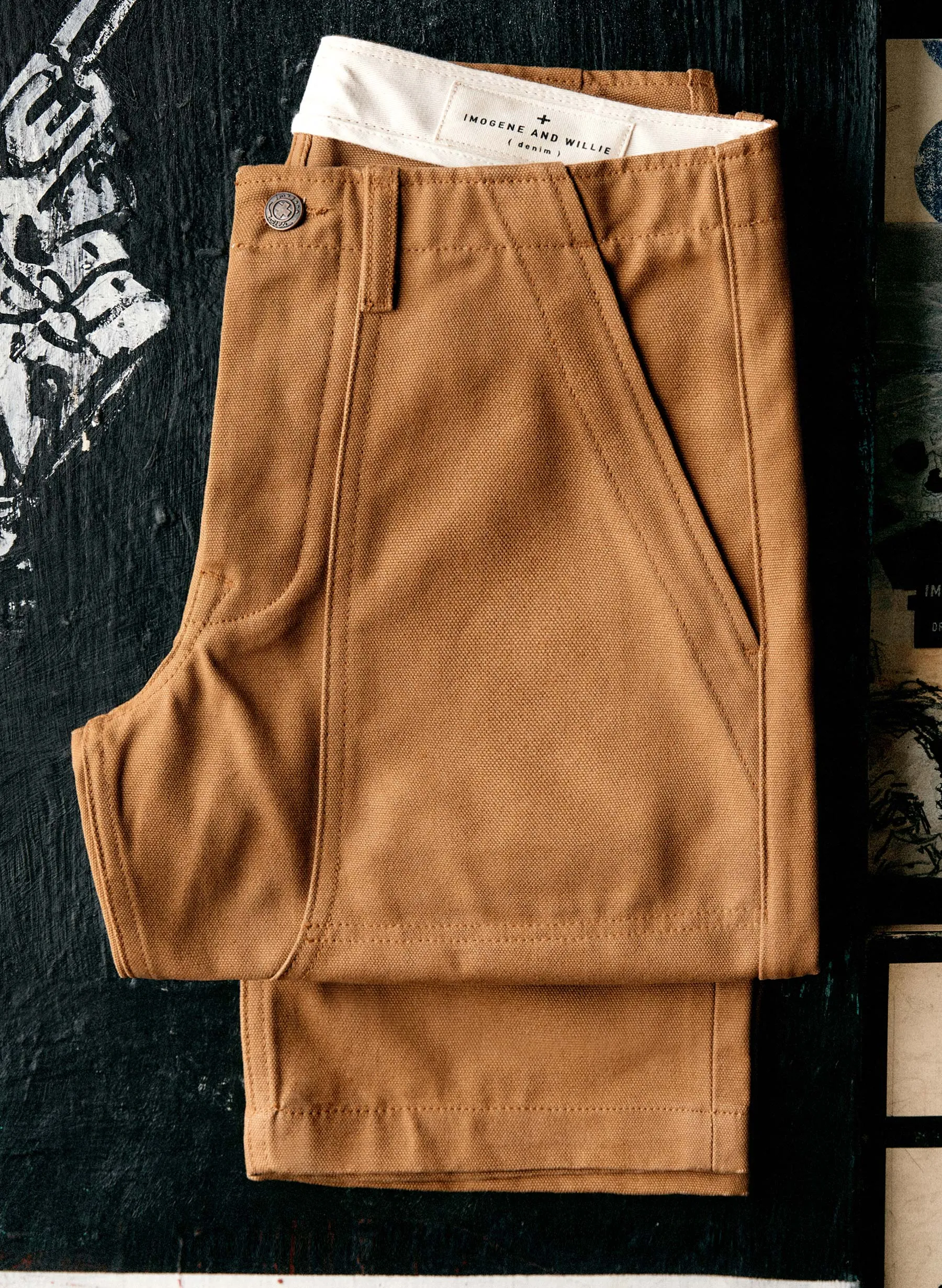 hencye canvas workpant in brown sold by Imogene + Willie