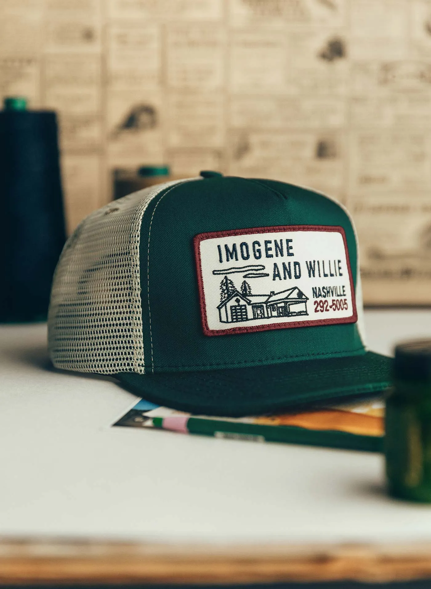 the "service station" trucker in green sold by Imogene + Willie product image thumbnail 2