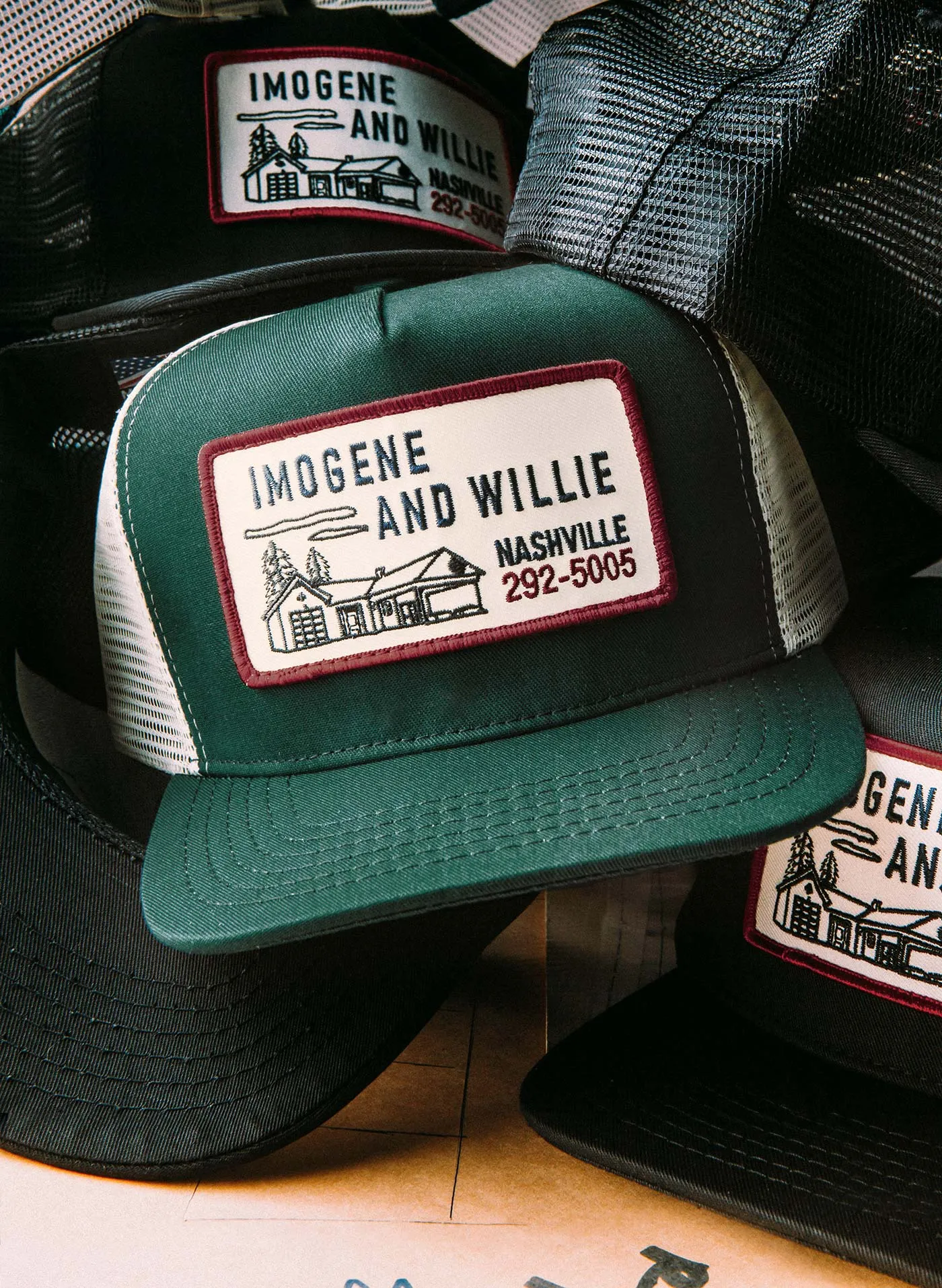 the "service station" trucker in green sold by Imogene + Willie