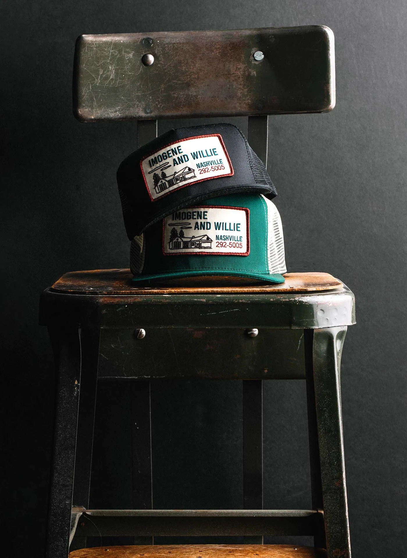 the "service station" trucker in green sold by Imogene + Willie product image thumbnail 3