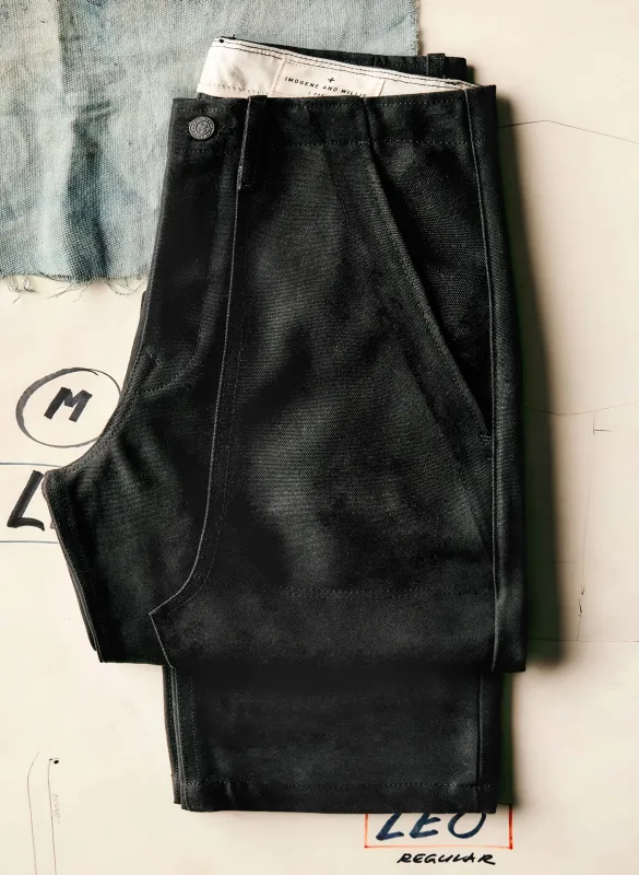 hencye canvas workpant in black sold by Imogene + Willie