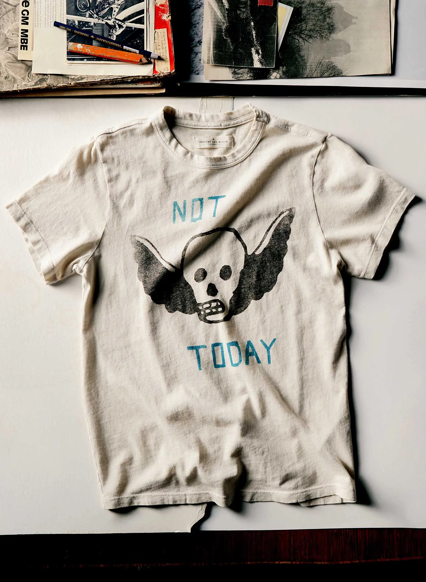 the "not today" tee sold by Imogene + Willie