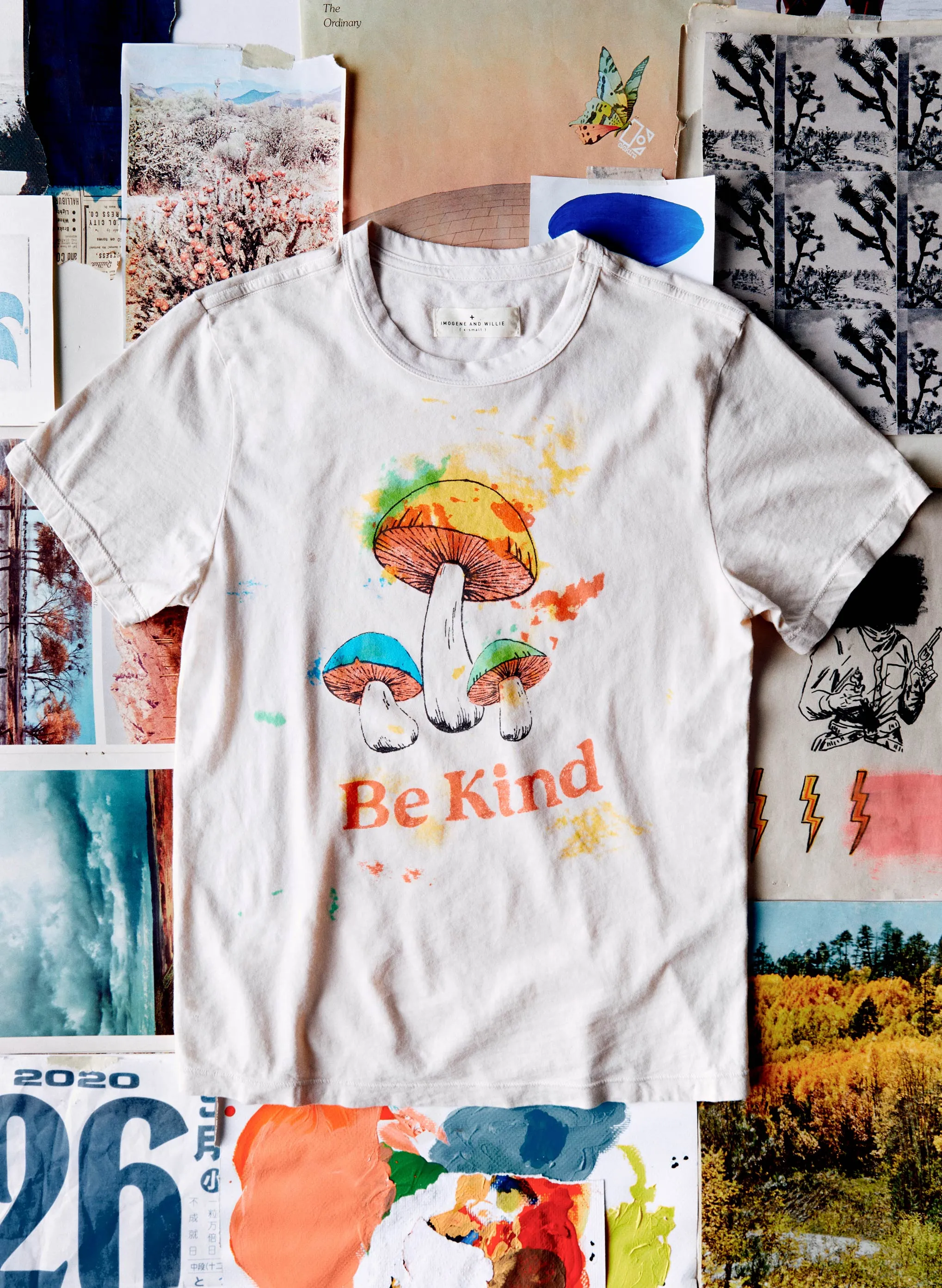 the "be kind" tee sold by Imogene + Willie