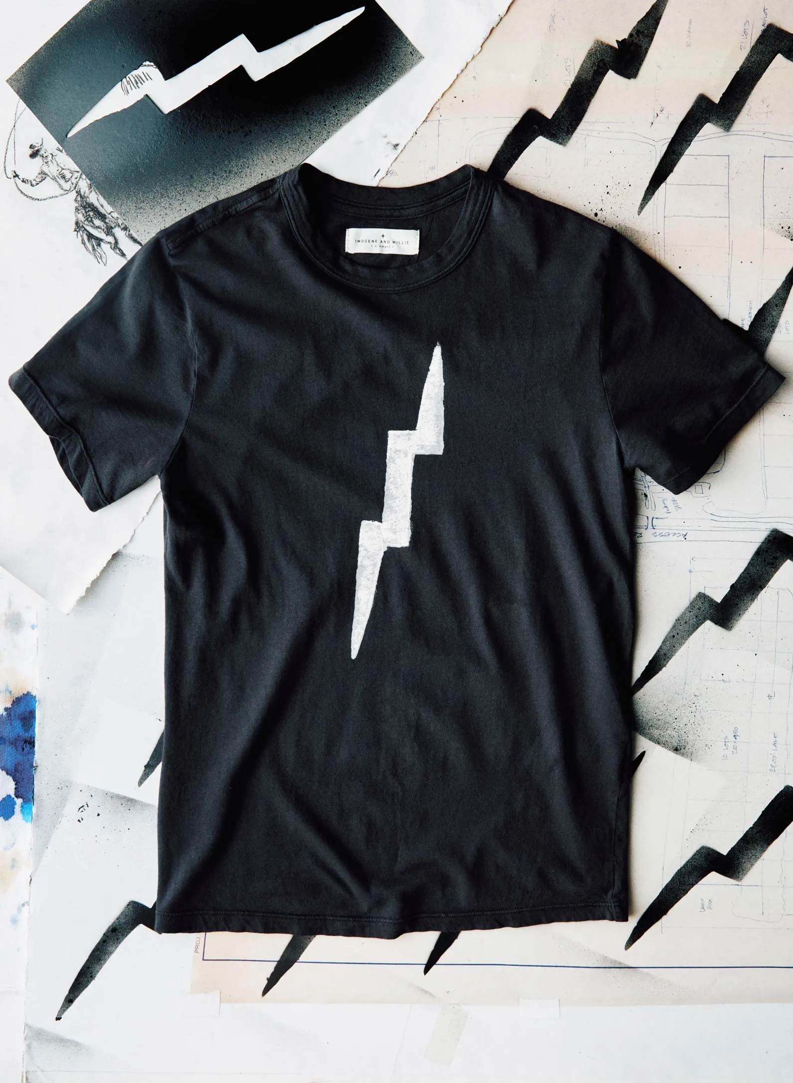 the "bolt" tee in black sold by Imogene + Willie