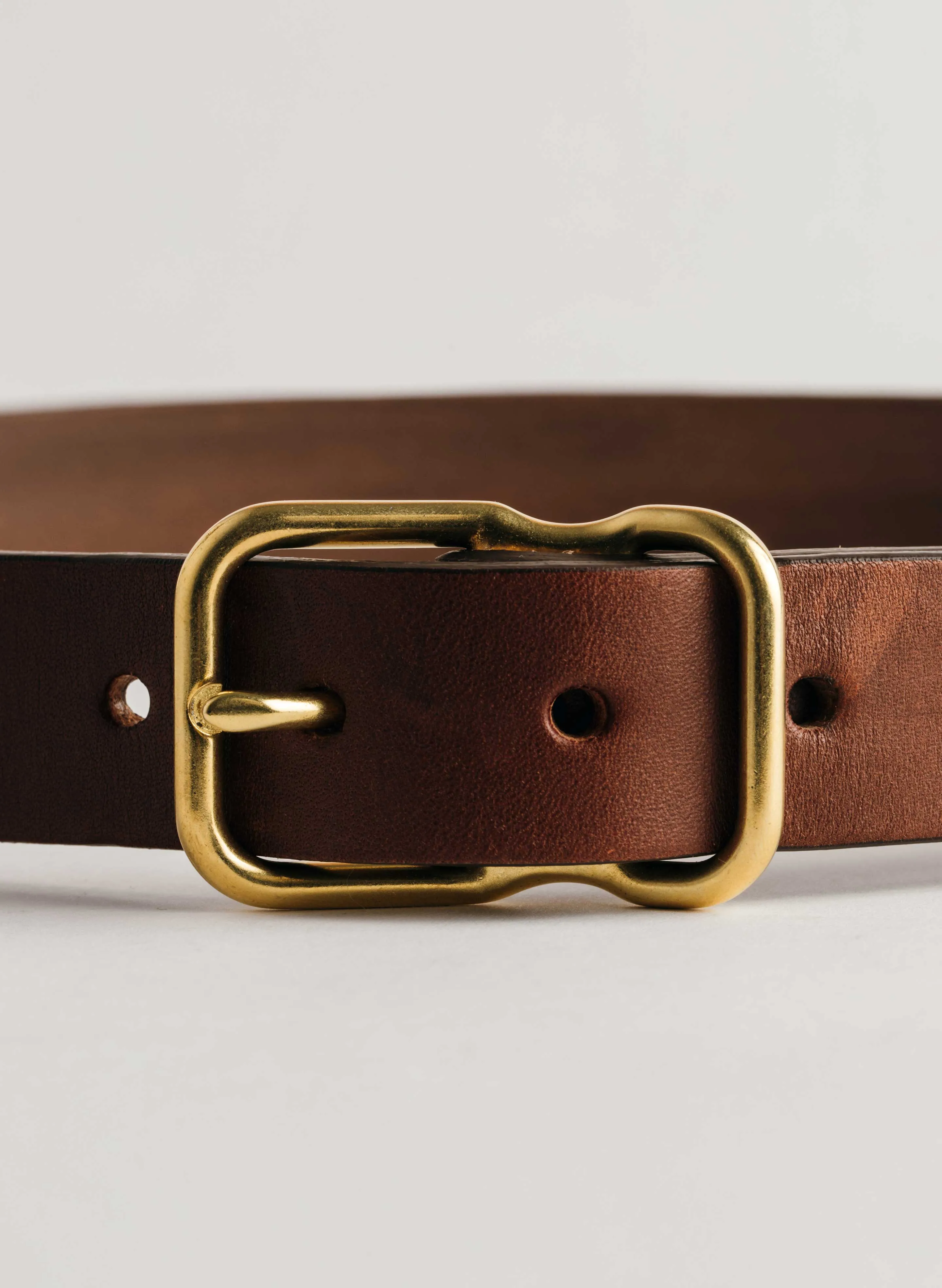 emil erwin narrow signature belt in walnut sold by Imogene + Willie