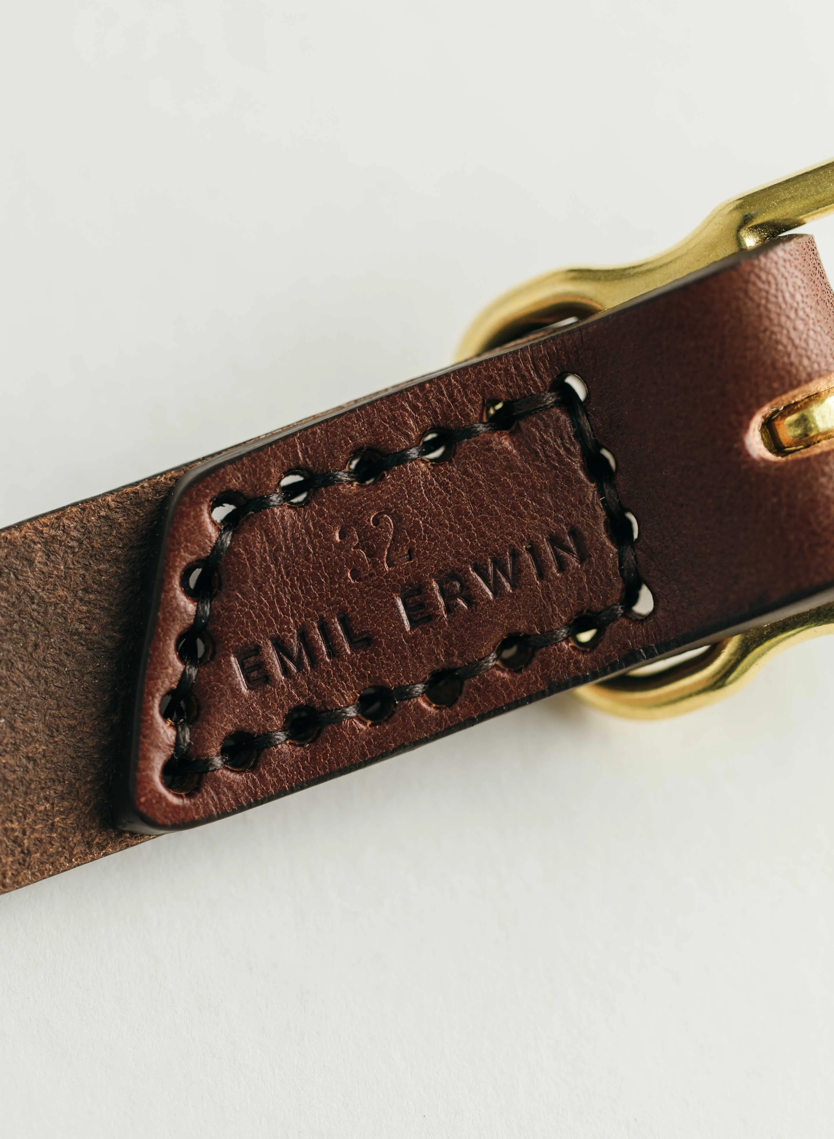 emil erwin narrow signature belt in walnut sold by Imogene + Willie product image thumbnail 4
