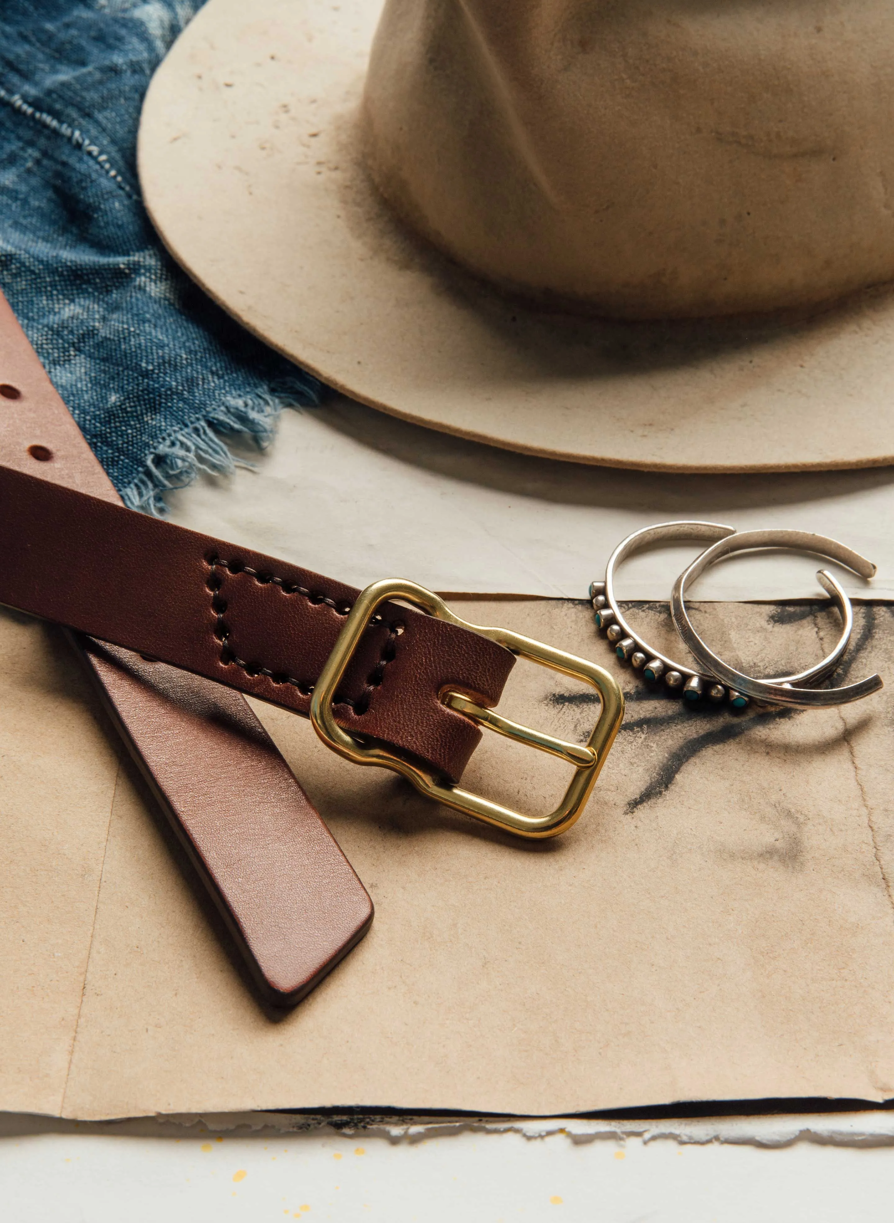 emil erwin narrow signature belt in walnut sold by Imogene + Willie product image thumbnail 2