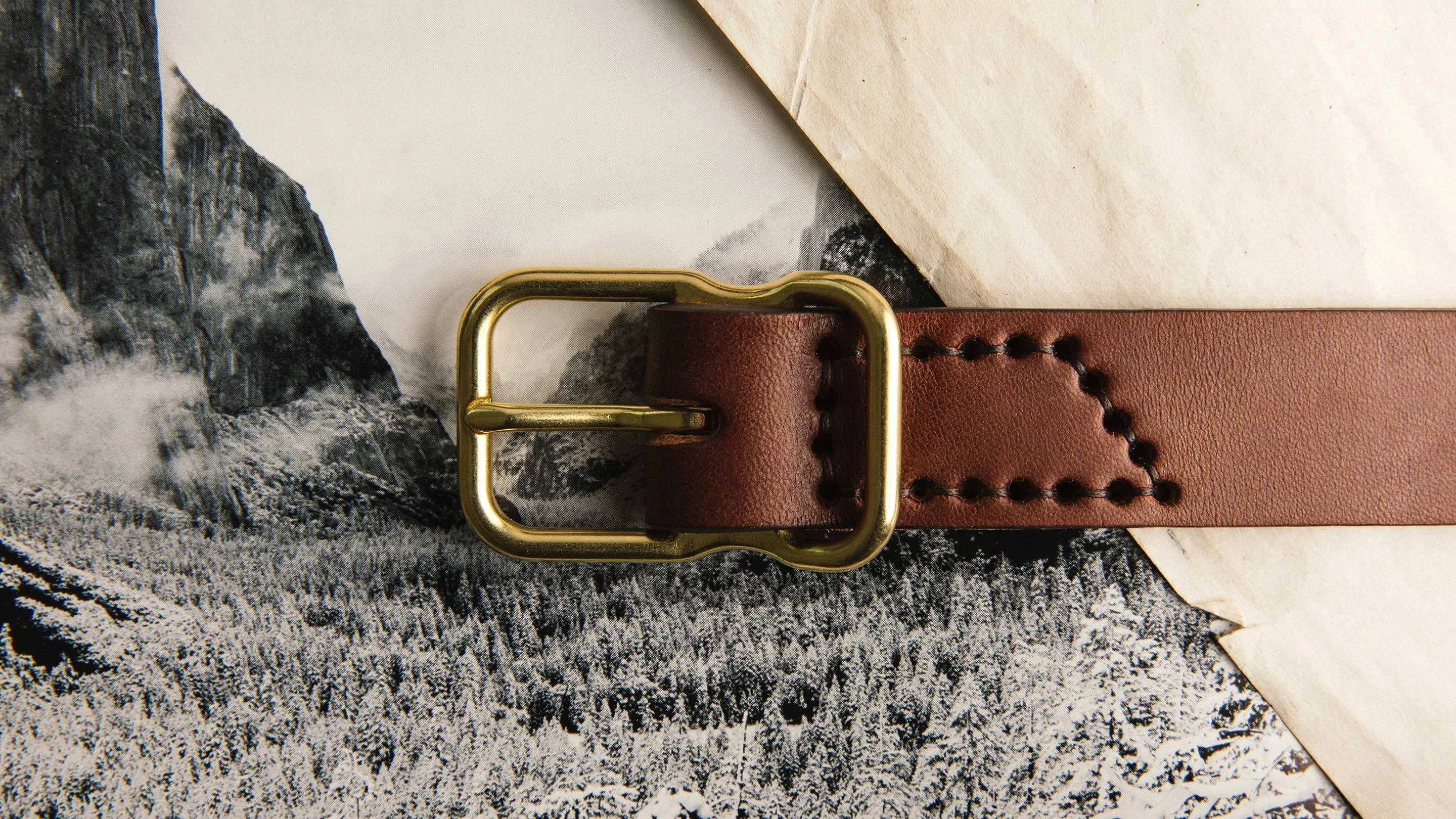 emil erwin narrow signature belt in walnut sold by Imogene + Willie product image thumbnail 3