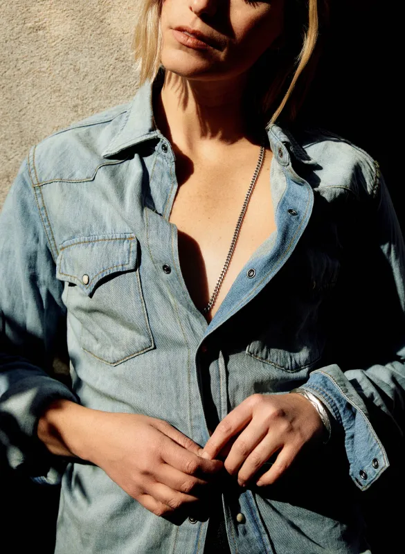 leah washed pearl snap sold by Imogene + Willie