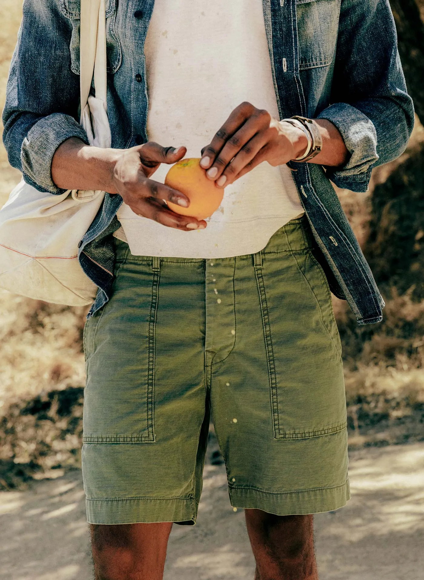 the camp short in olive sold by Imogene + Willie