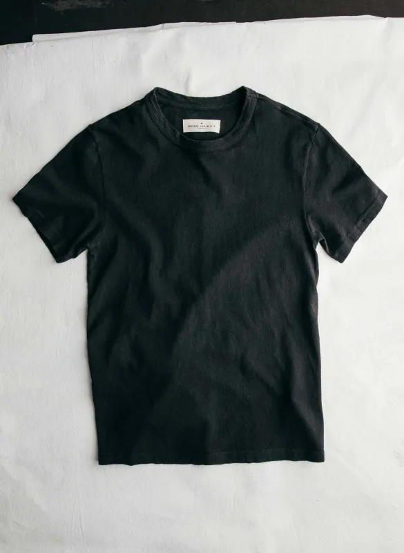 black knit midweight crew sold by Imogene + Willie