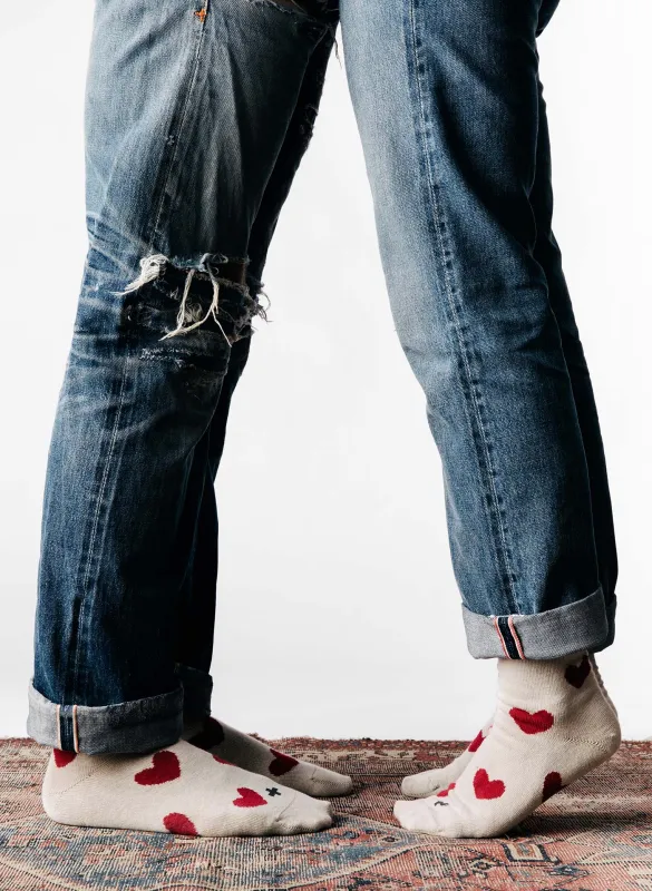 heart sock in natural sold by Imogene + Willie