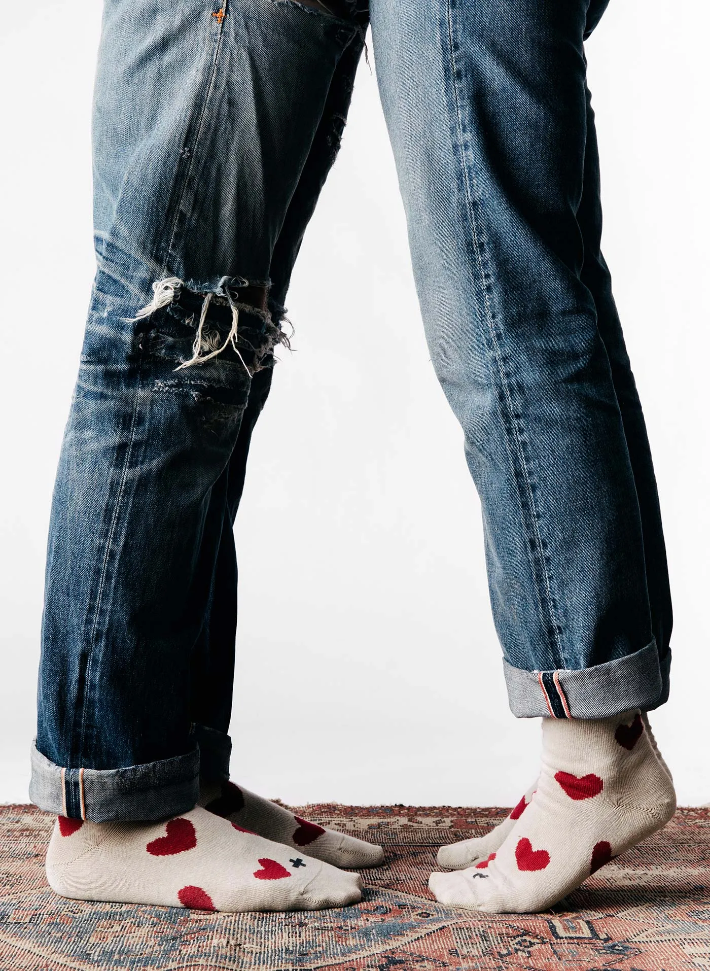 heart sock in natural sold by Imogene + Willie