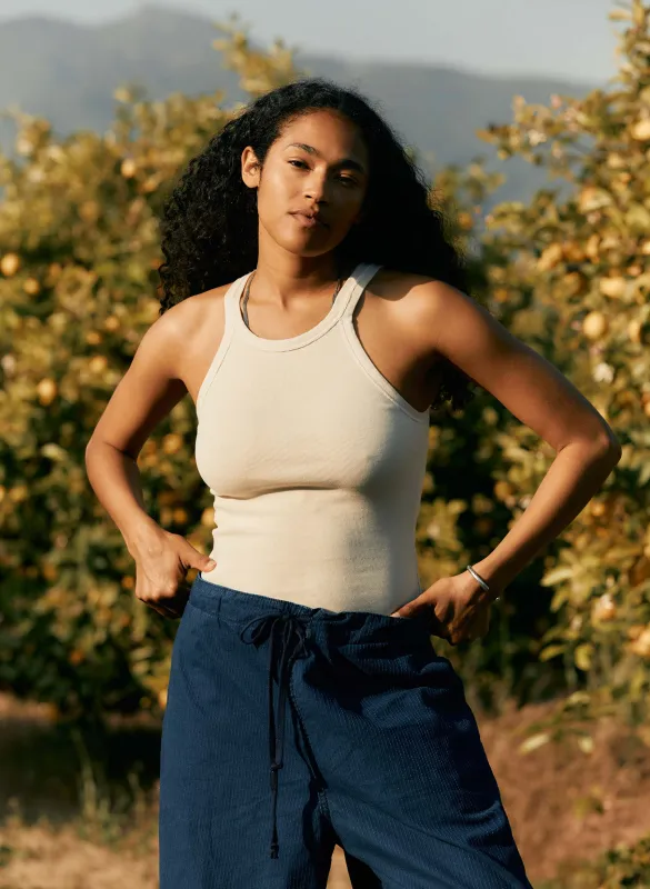 vintage white ribbed racerback tank sold by Imogene + Willie