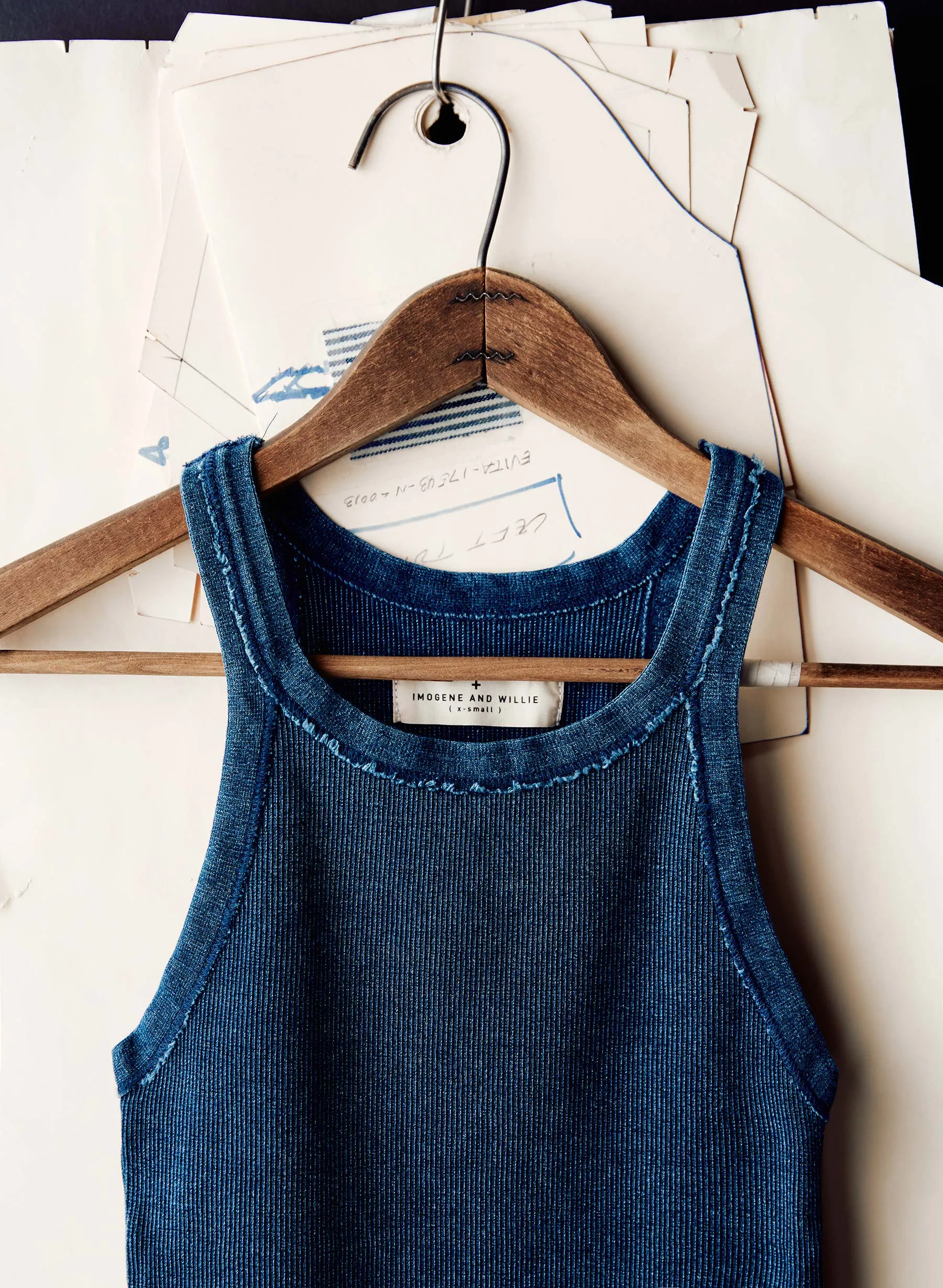 indigo ribbed racerback tank sold by Imogene + Willie product image thumbnail 4