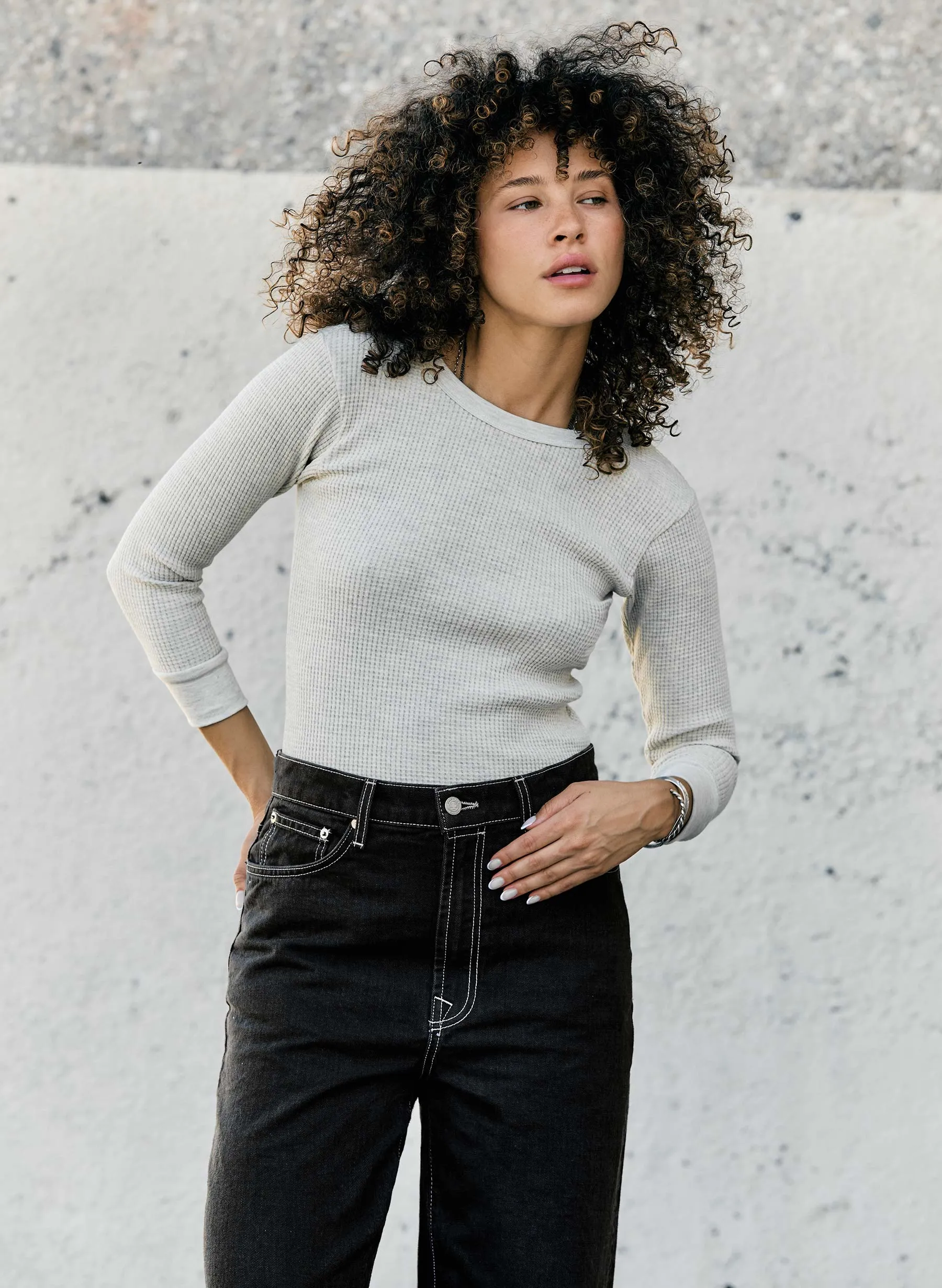 the waffle thermal crew in ash sold by Imogene + Willie product image thumbnail 3