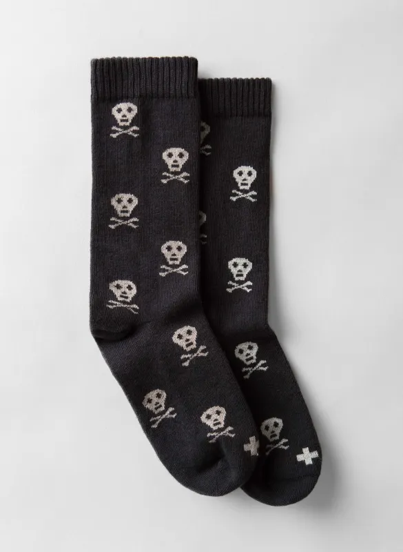 skull sock in charcoal sold by Imogene + Willie