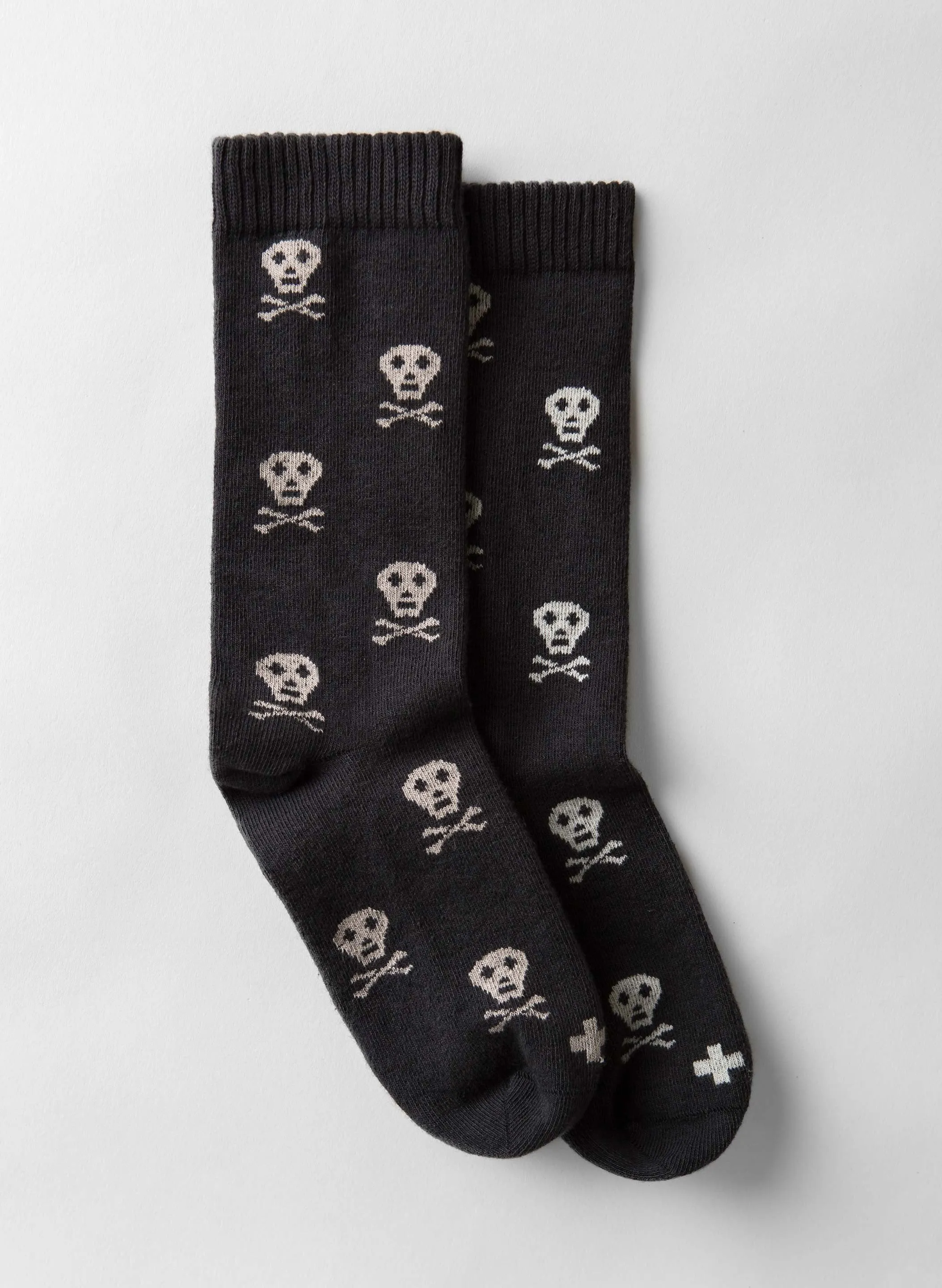 skull sock in charcoal sold by Imogene + Willie