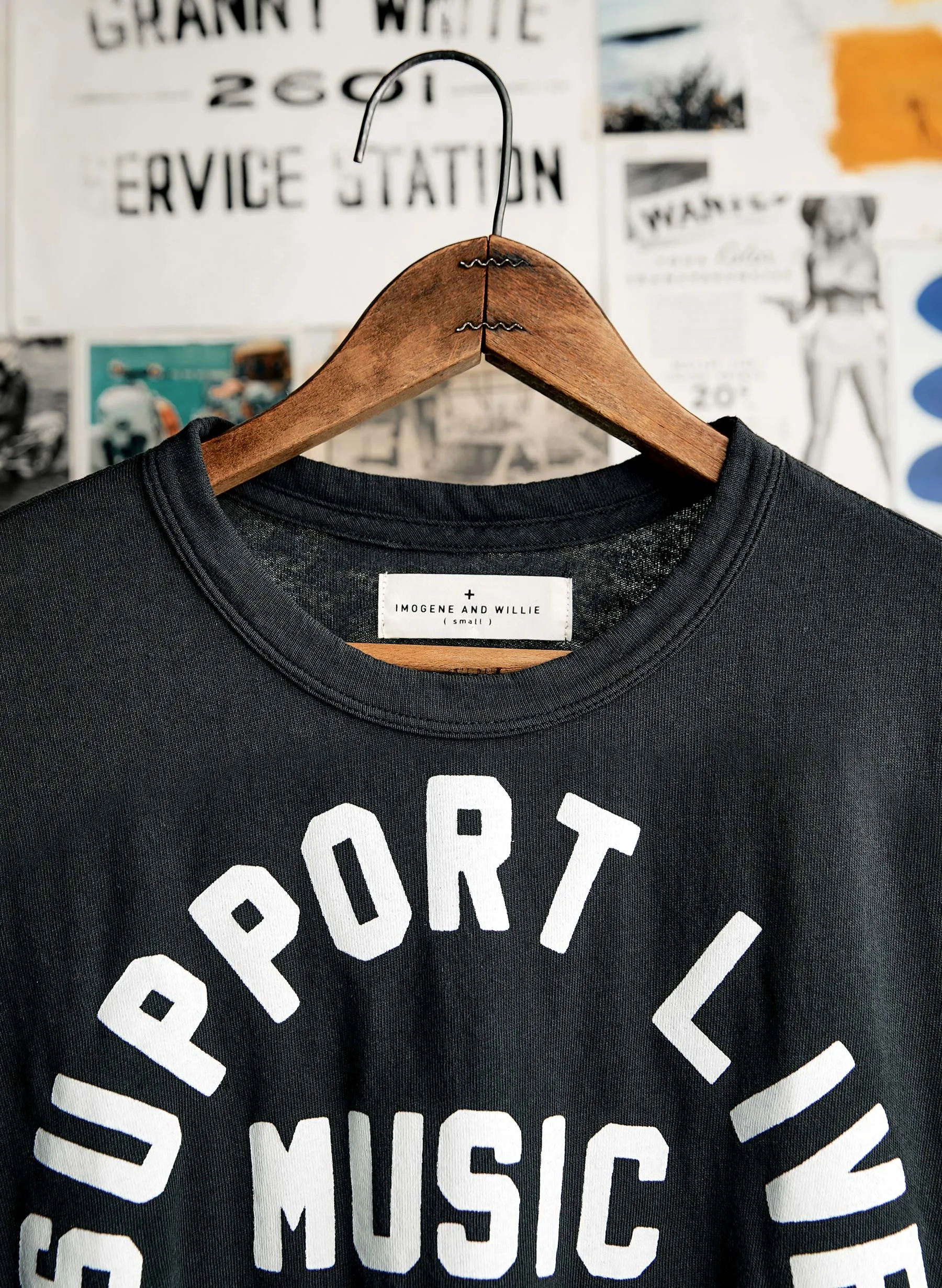 the "support live music" tee in black sold by Imogene + Willie product image thumbnail 3
