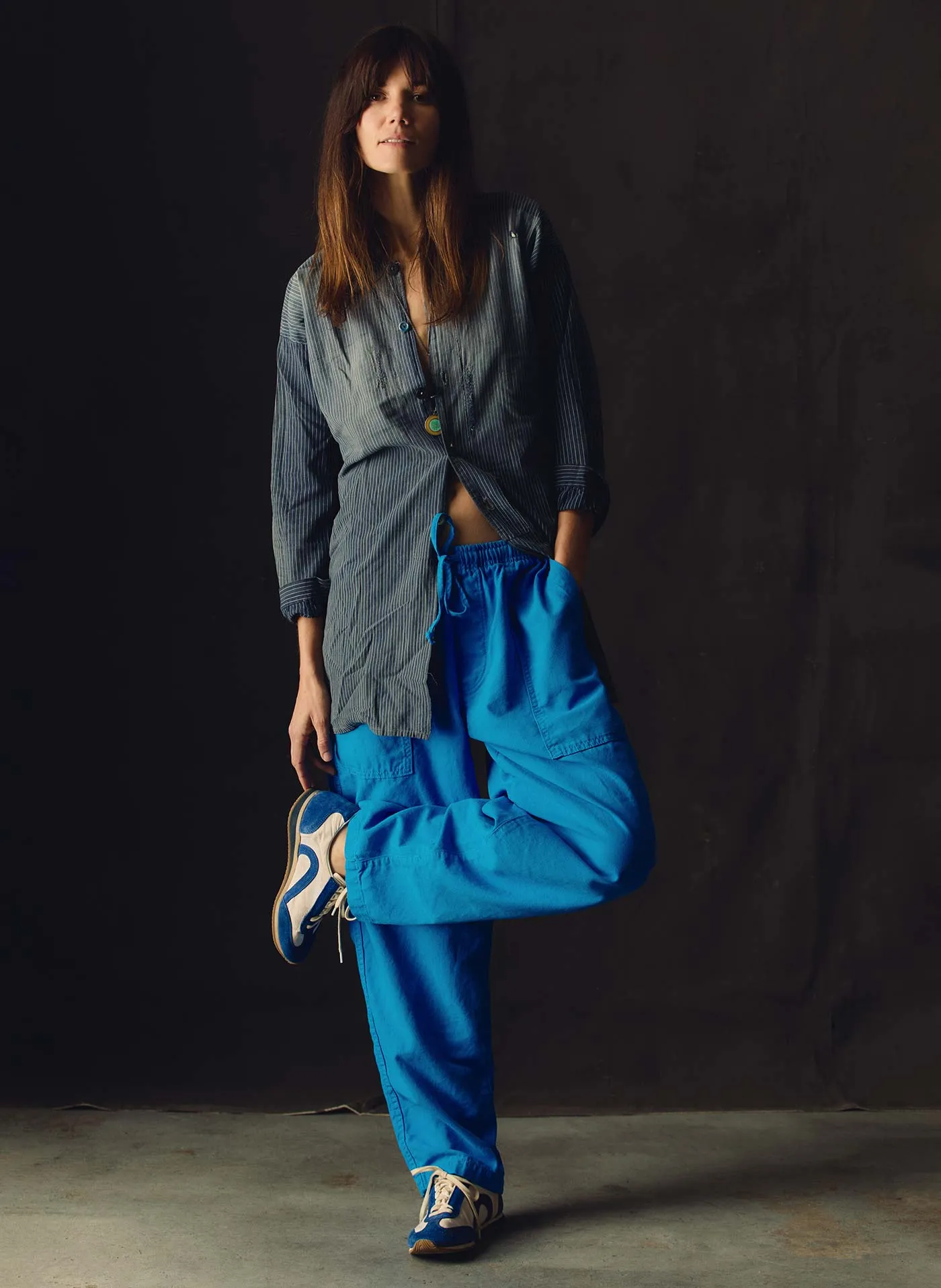 the ventura chore pant in cerulean sold by Imogene + Willie