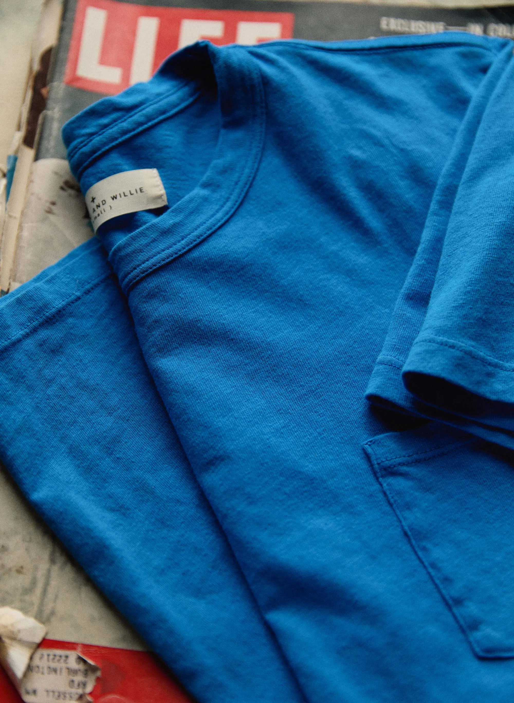 cerulean knit pocket tee sold by Imogene + Willie product image thumbnail 5