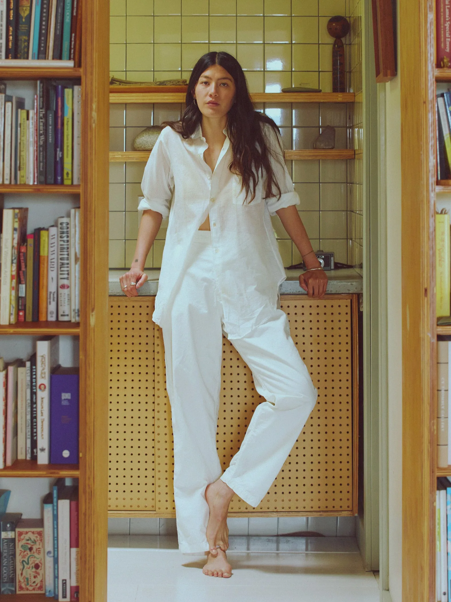 baker striped trouser in white sold by Imogene + Willie product image thumbnail 4
