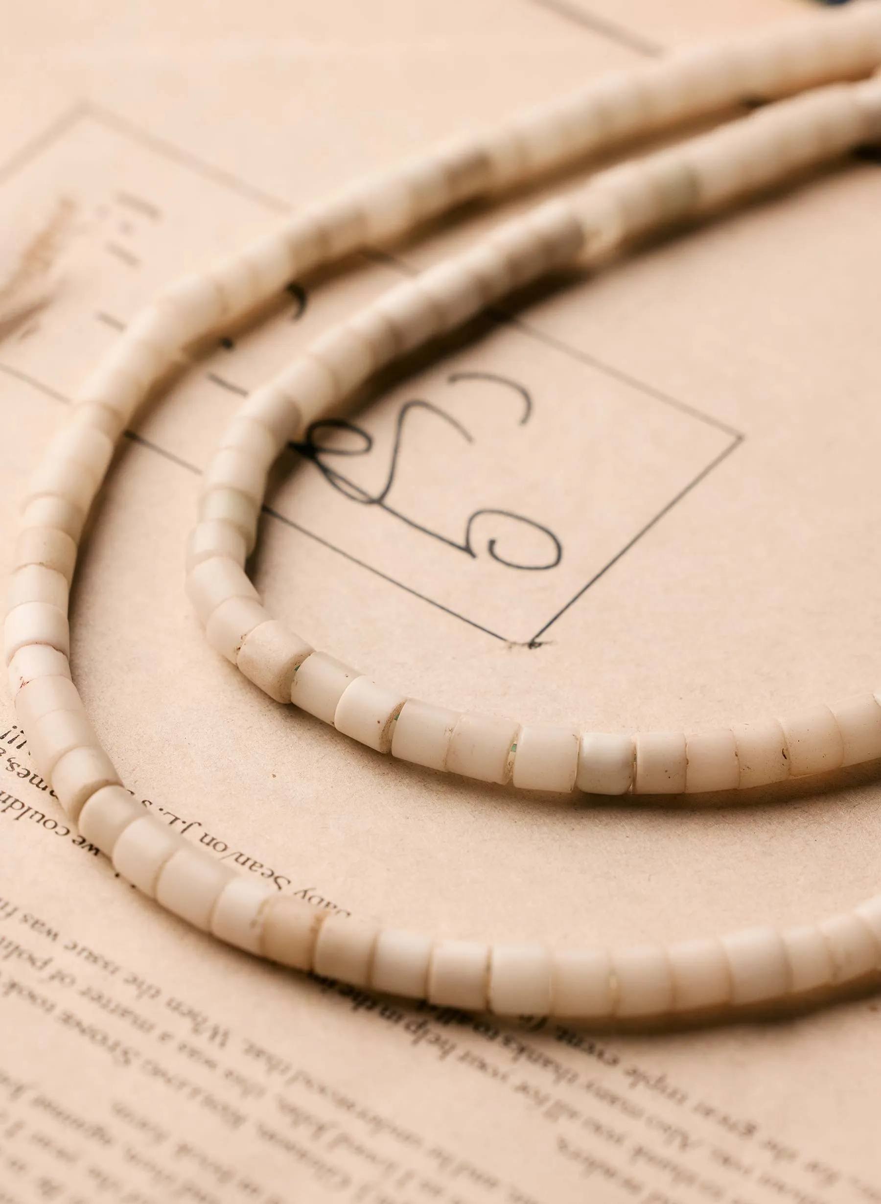 vintage white trade bead necklace sold by Imogene + Willie product image thumbnail 3