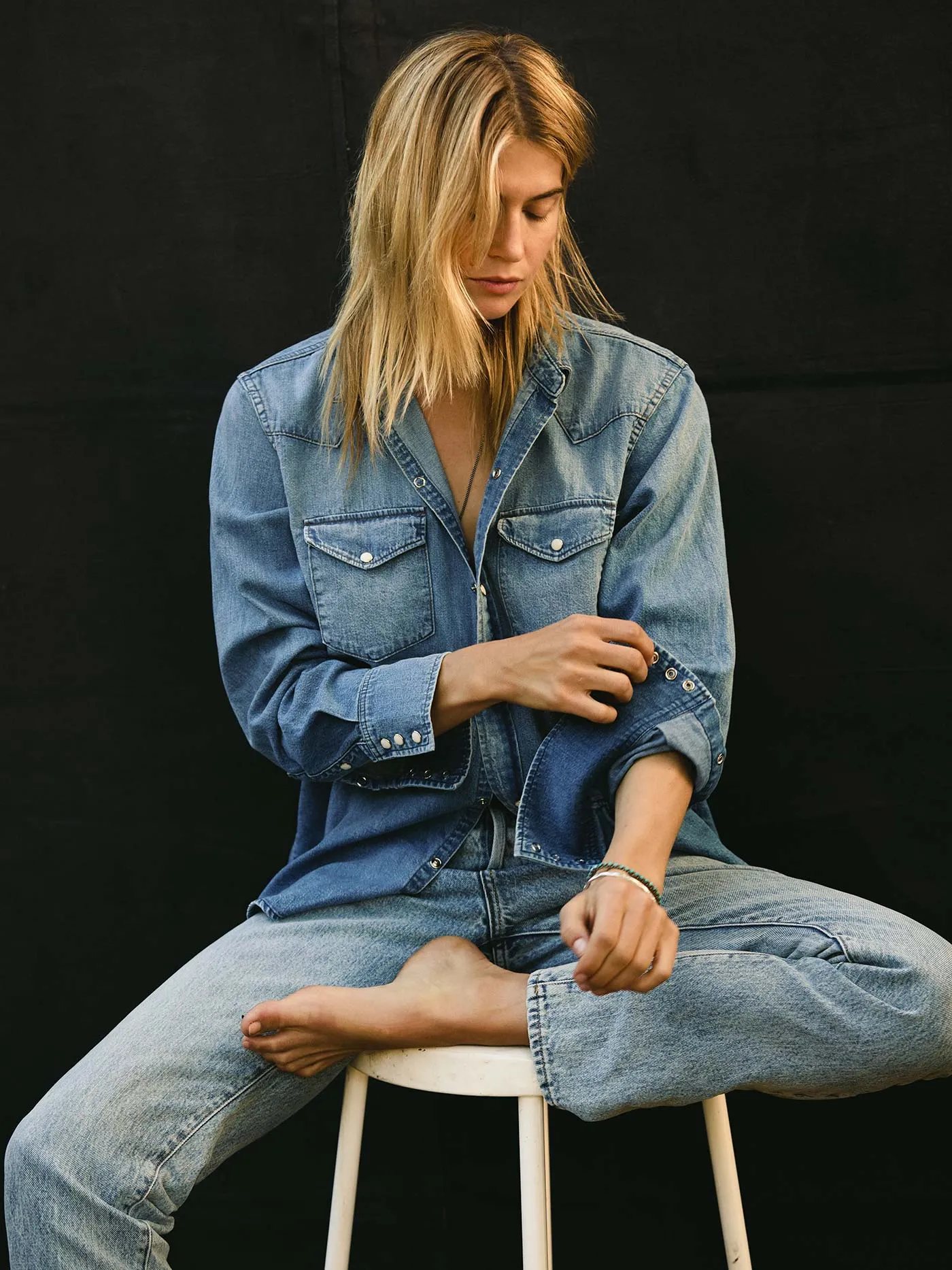 mcfly washed pearl snap sold by Imogene + Willie