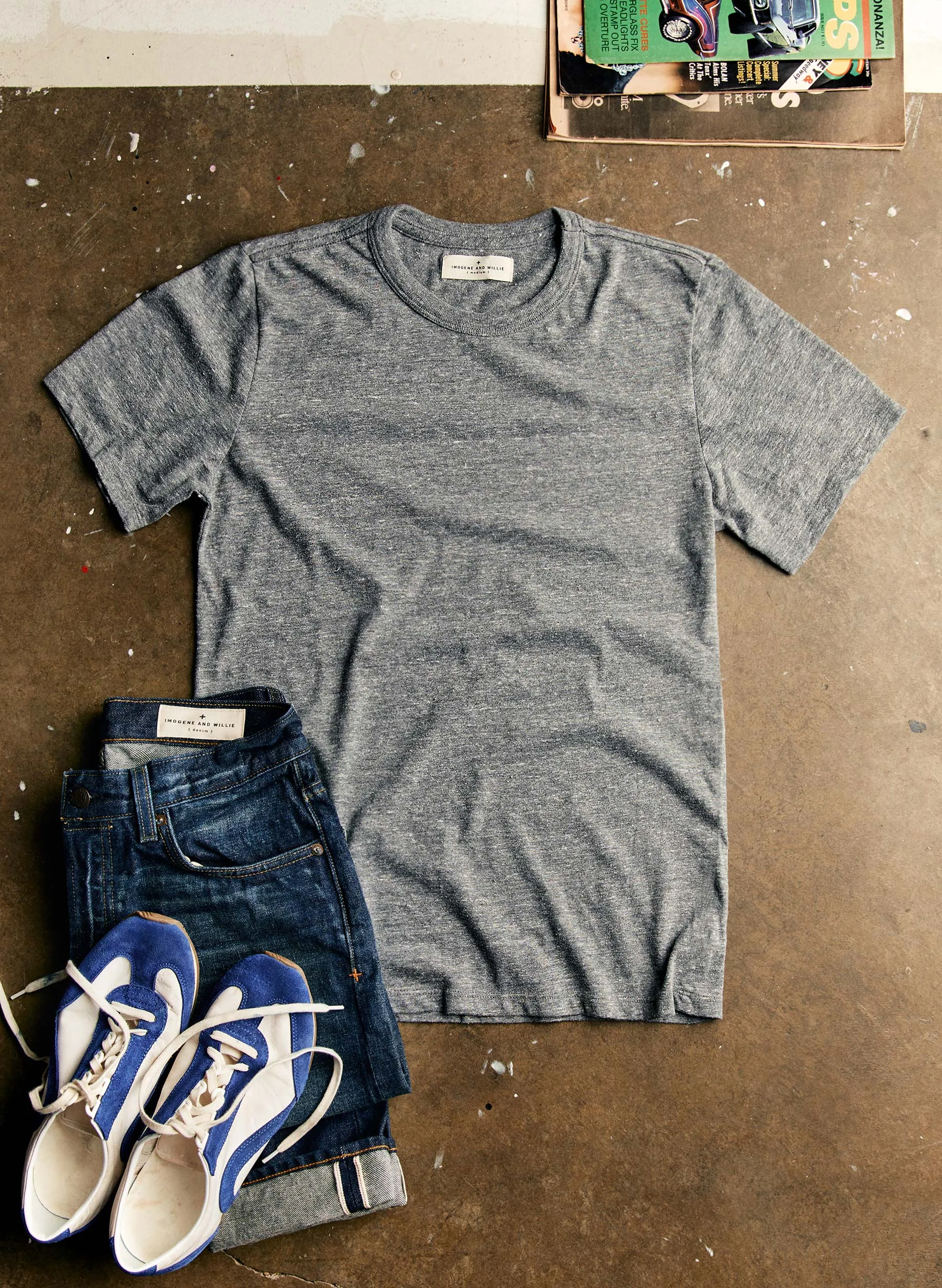 classic knit heather grey crew sold by Imogene + Willie