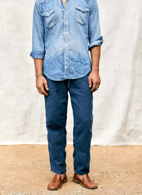 the ventura chore pant in blue sold by Imogene + Willie