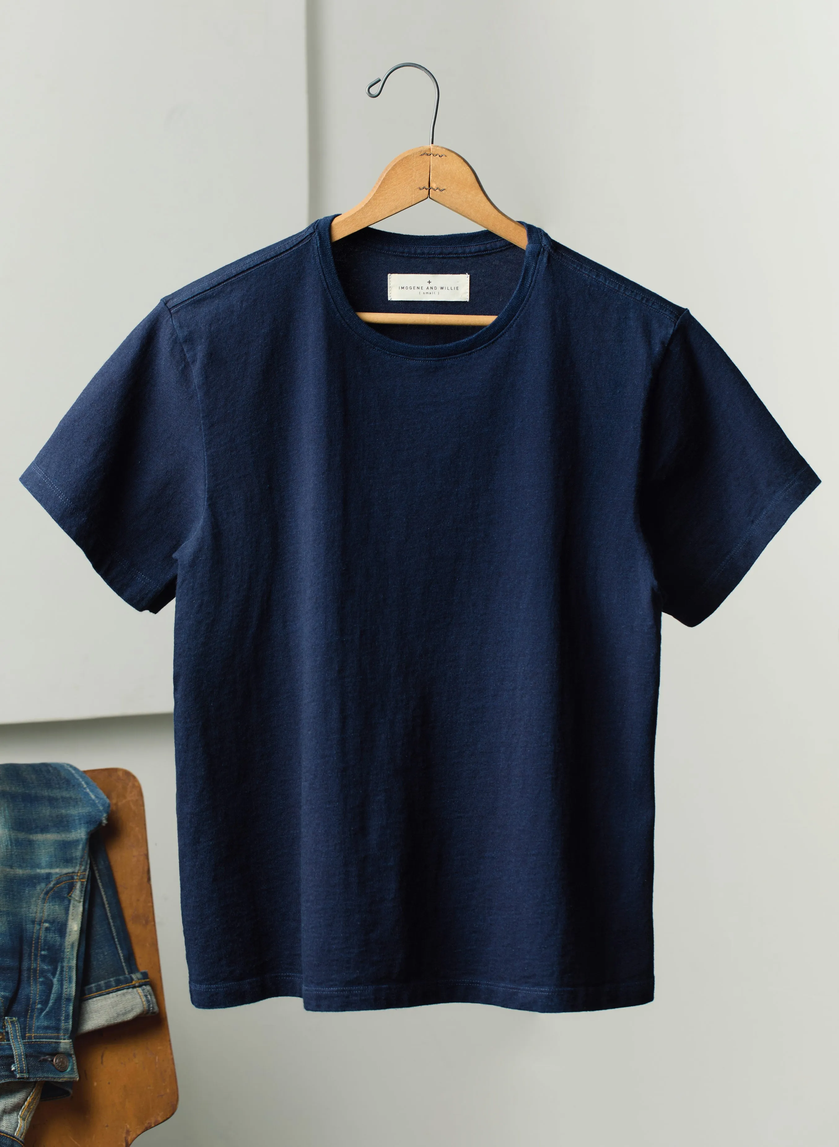 knit indigo crew sold by Imogene + Willie