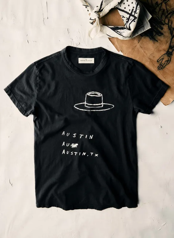 the "written" austin tee sold by Imogene + Willie