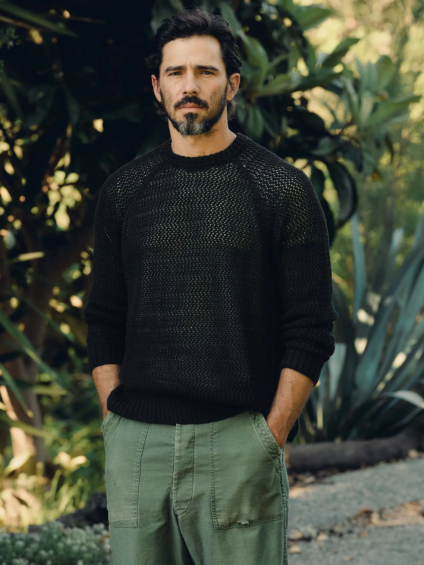 cascabel open weave sweater in black sold by Imogene + Willie