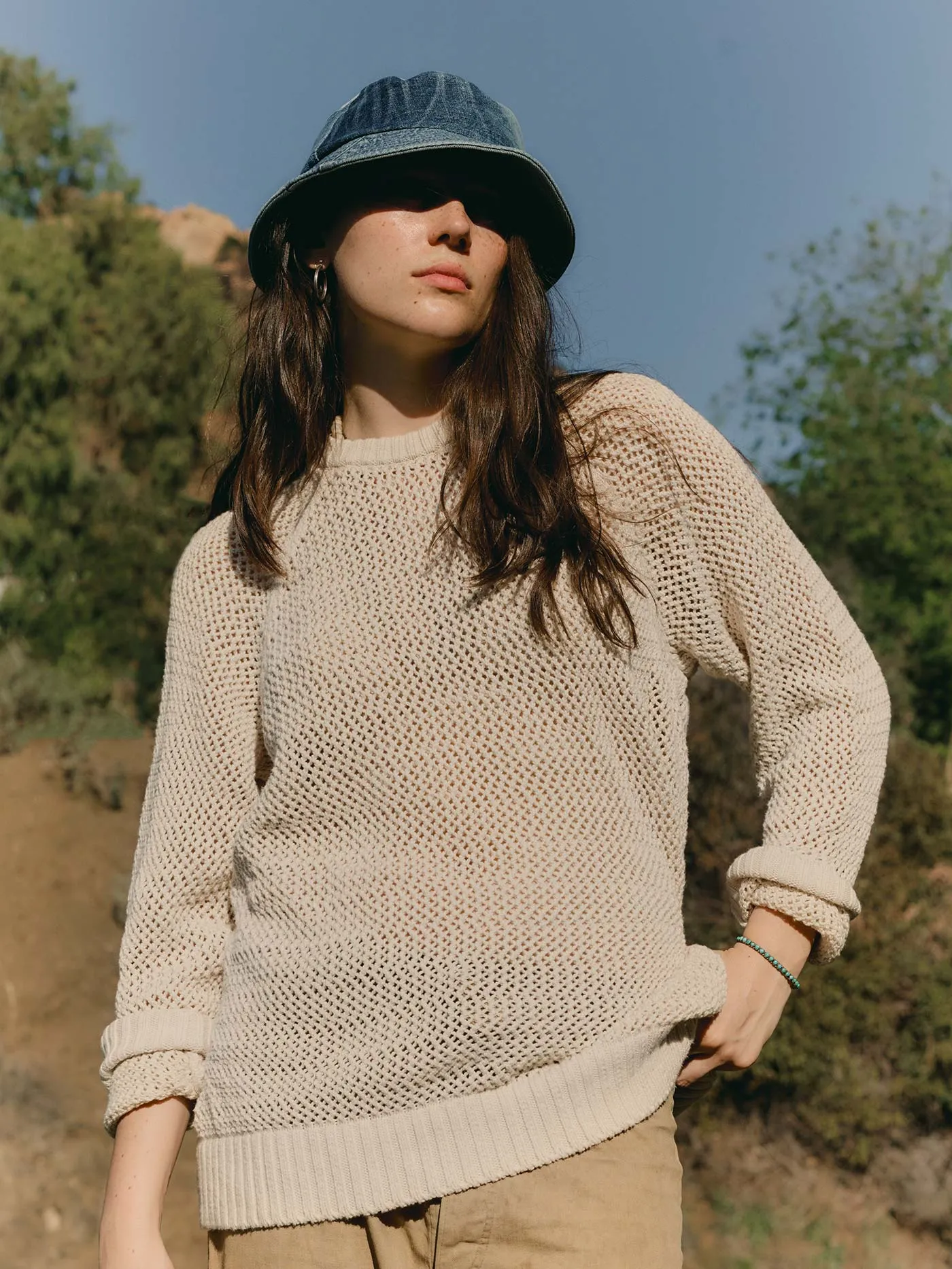 cascabel open weave sweater in natural sold by Imogene + Willie product image thumbnail 3
