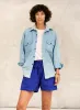 the canvas lounge short in klein blue sold by Imogene + Willie