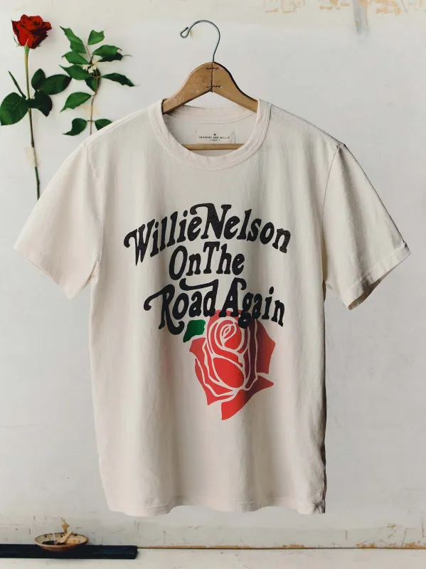 i+w x willie nelson "on the road again" tee sold by Imogene + Willie