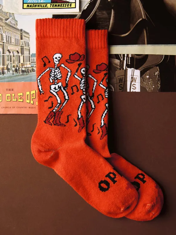 the i+w x opry "break a leg" sock sold by Imogene + Willie