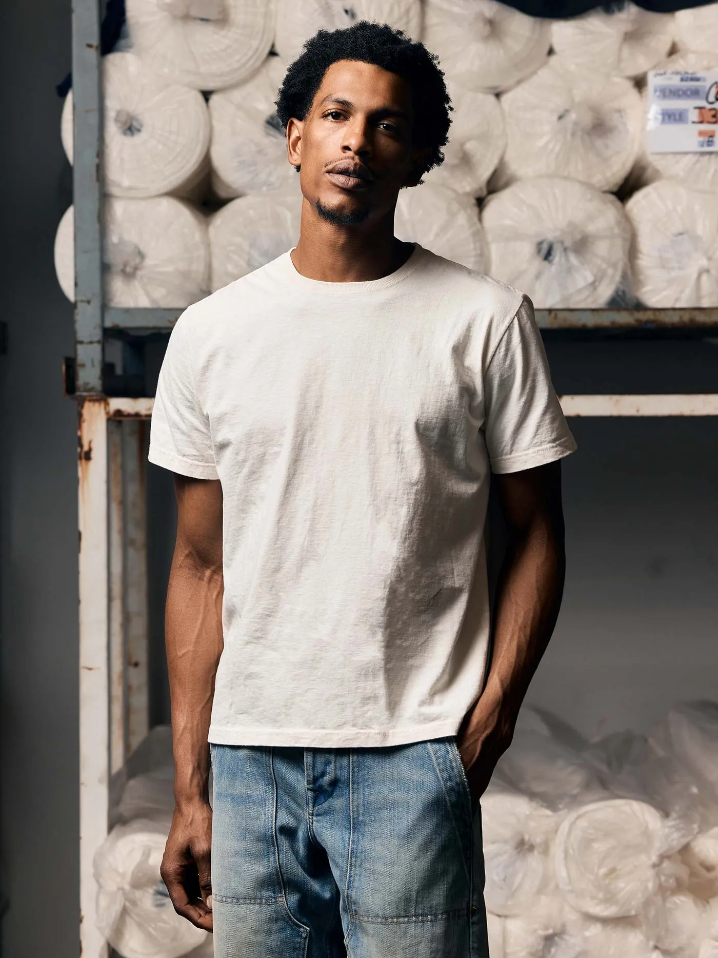 the cotton project tee in vintage white (2-pack) sold by Imogene + Willie product image thumbnail 3