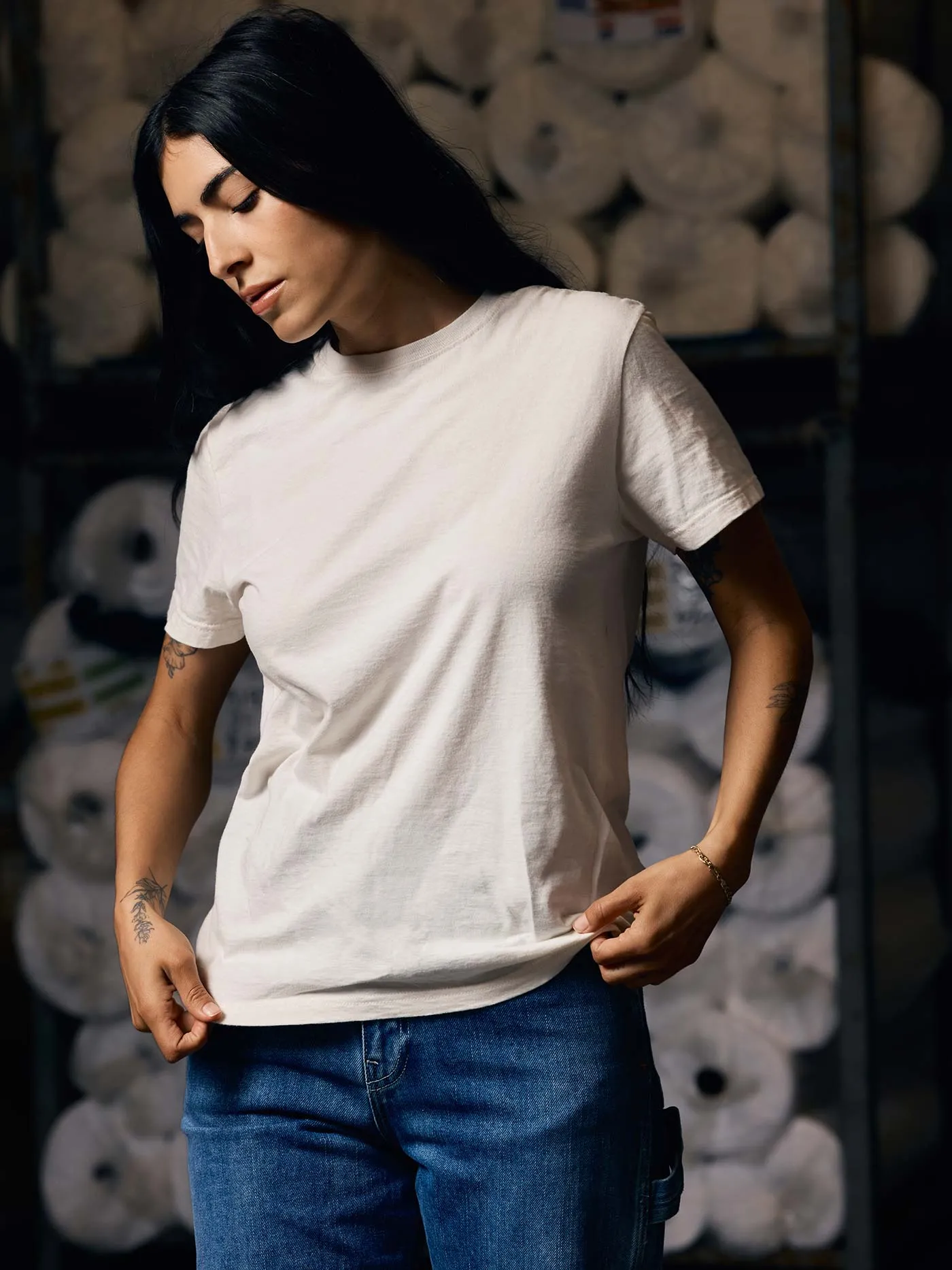 the cotton project tee in vintage white (2-pack) sold by Imogene + Willie product image thumbnail 4