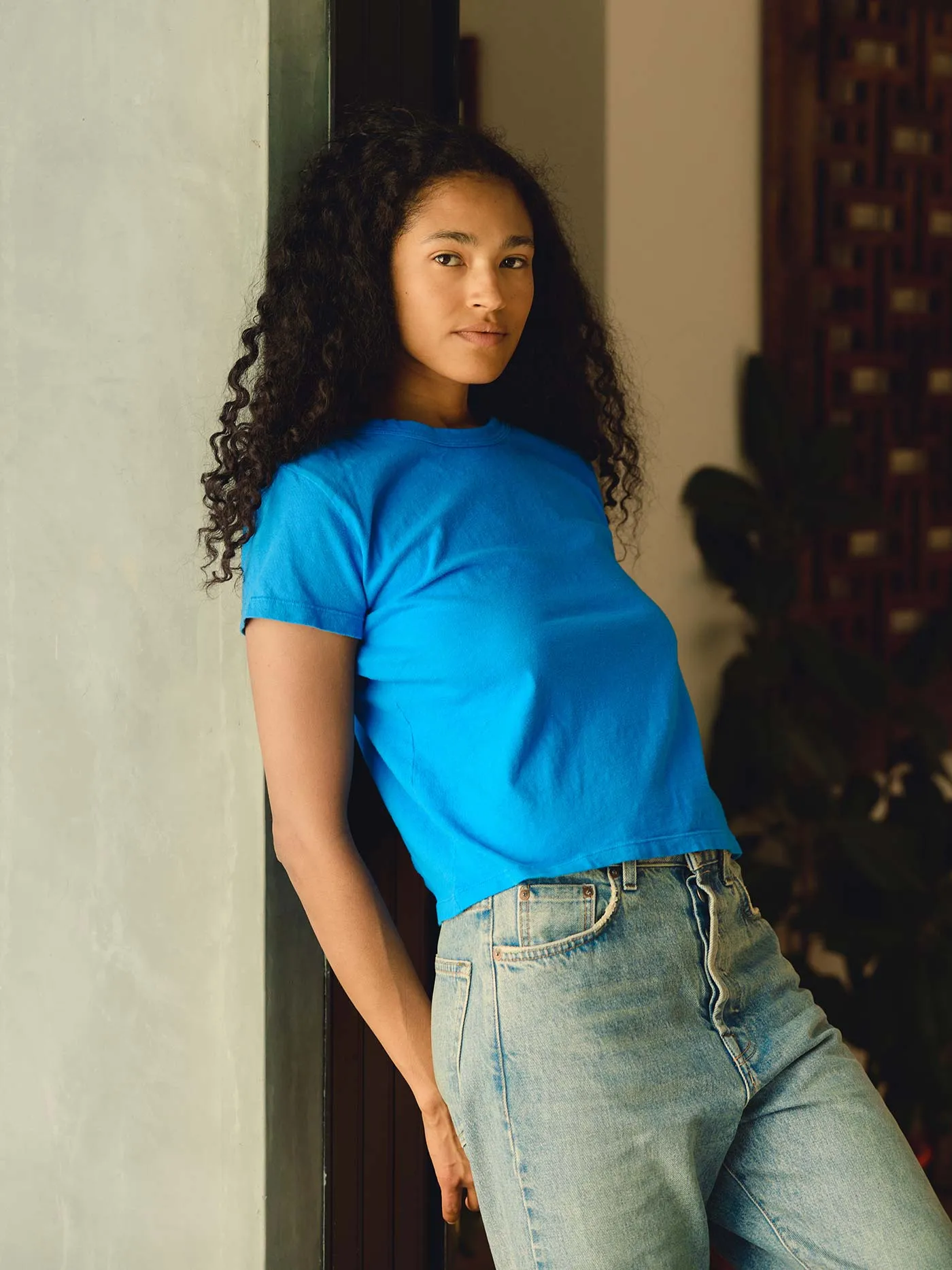 the drop tee in cerulean sold by Imogene + Willie product image thumbnail 3
