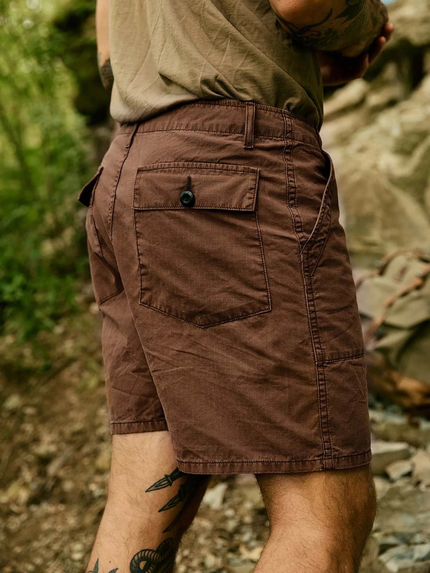 the ripstop fatigue short in brown sold by Imogene + Willie product image thumbnail 5