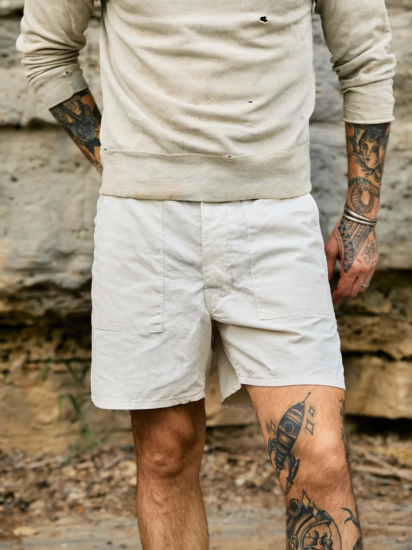 the ripstop fatigue short in stone sold by Imogene + Willie product image thumbnail 3