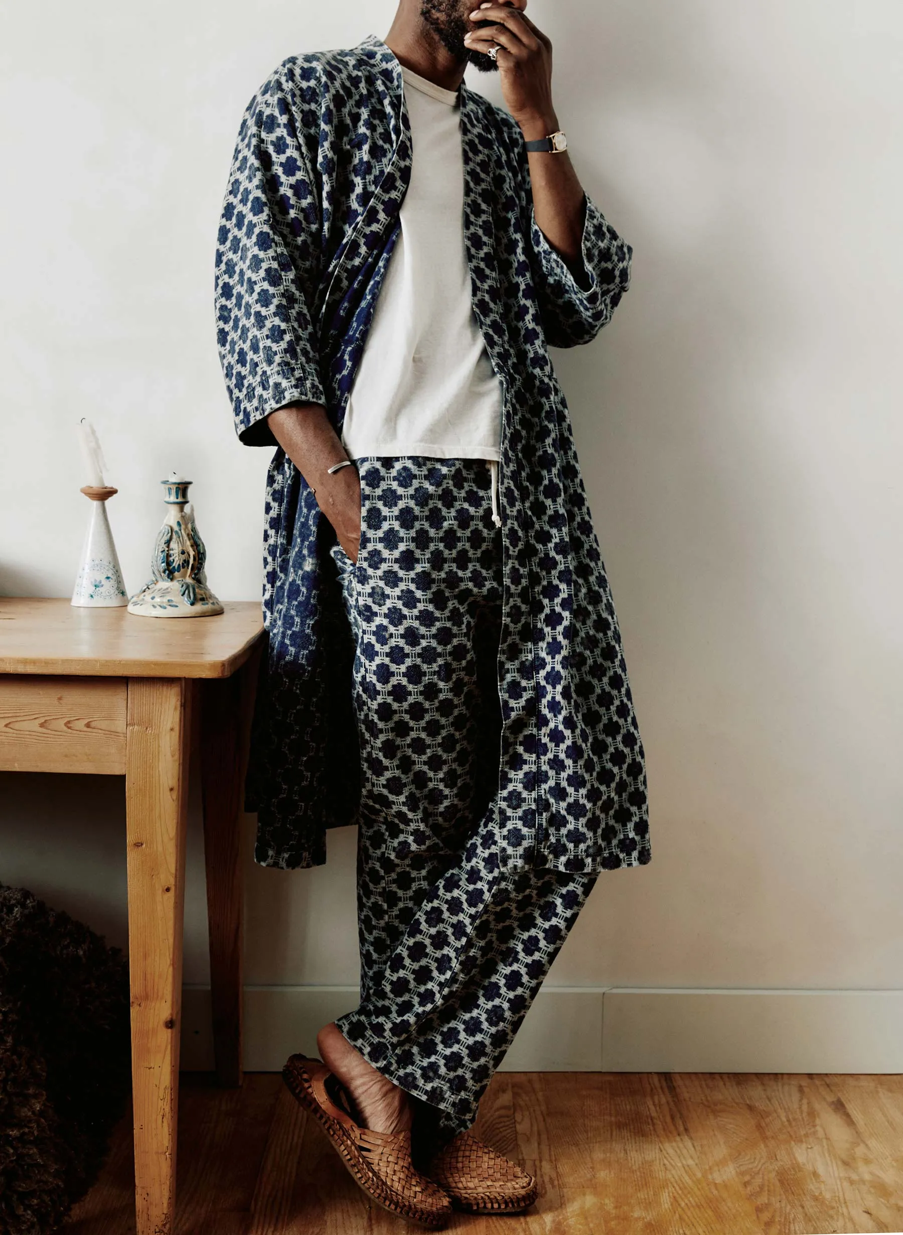 the ojai robe in indigo kiji sold by Imogene + Willie