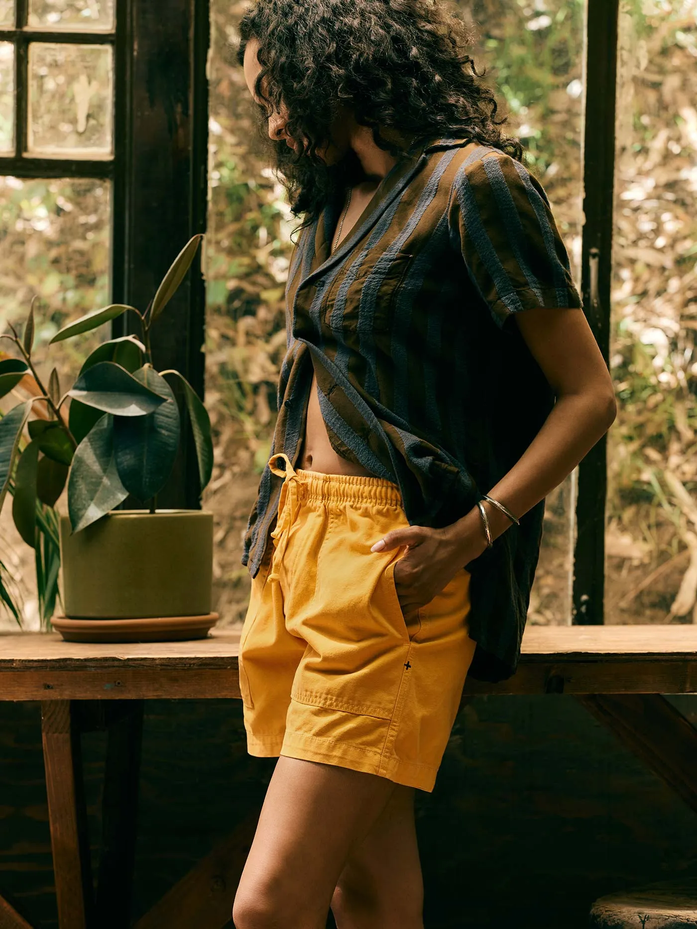 the canvas lounge short in marigold sold by Imogene + Willie product image thumbnail 4