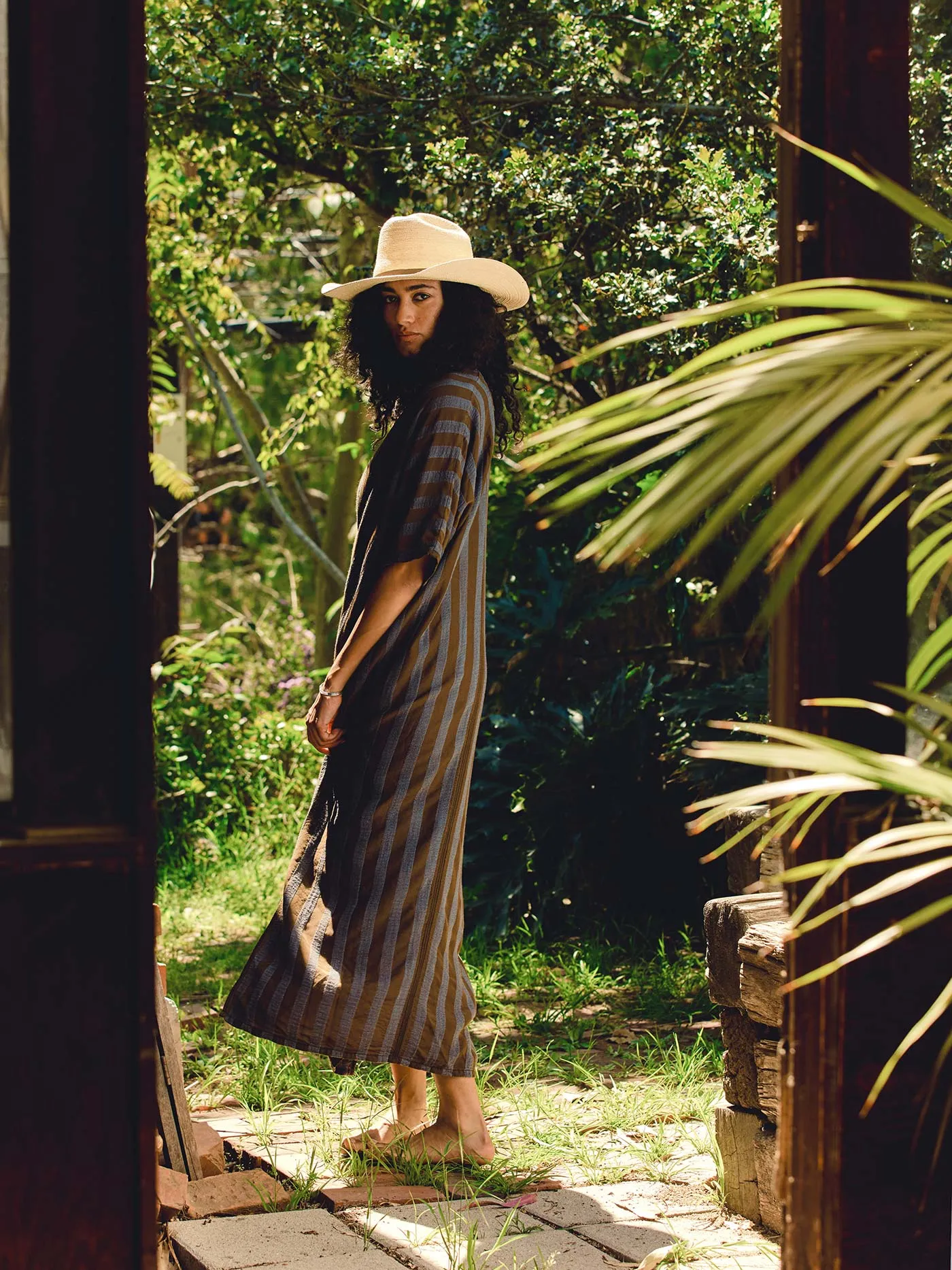 indigo jacquard stripe caftan sold by Imogene + Willie product image thumbnail 5