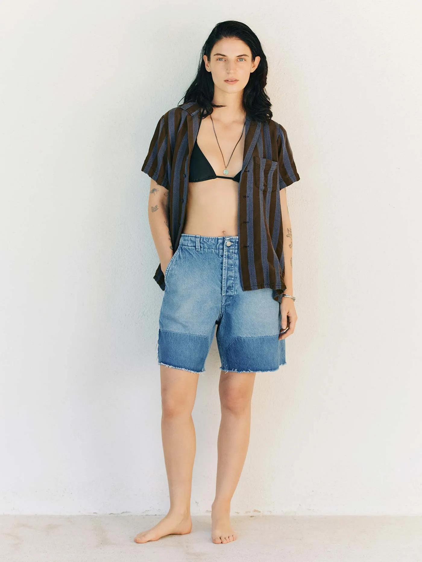 the sunfair shirt in indigo jacquard stripe sold by Imogene + Willie product image thumbnail 3