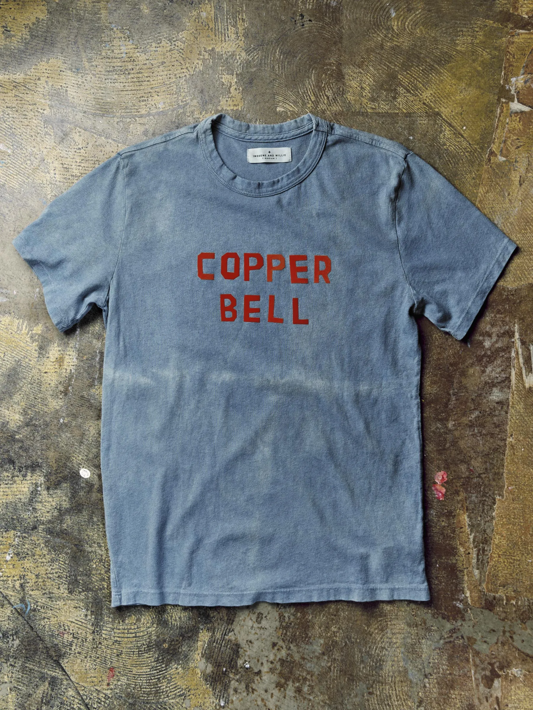 handpainted "copper bell" tee sold by Imogene + Willie