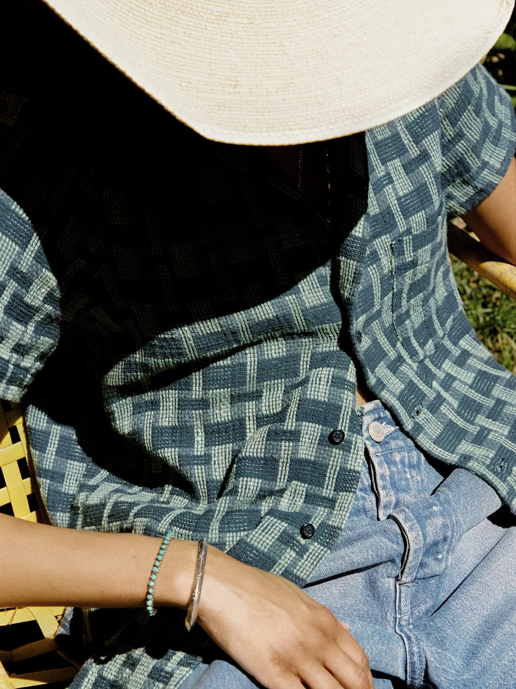 the sunfair shirt in open knit indigo sold by Imogene + Willie product image thumbnail 3