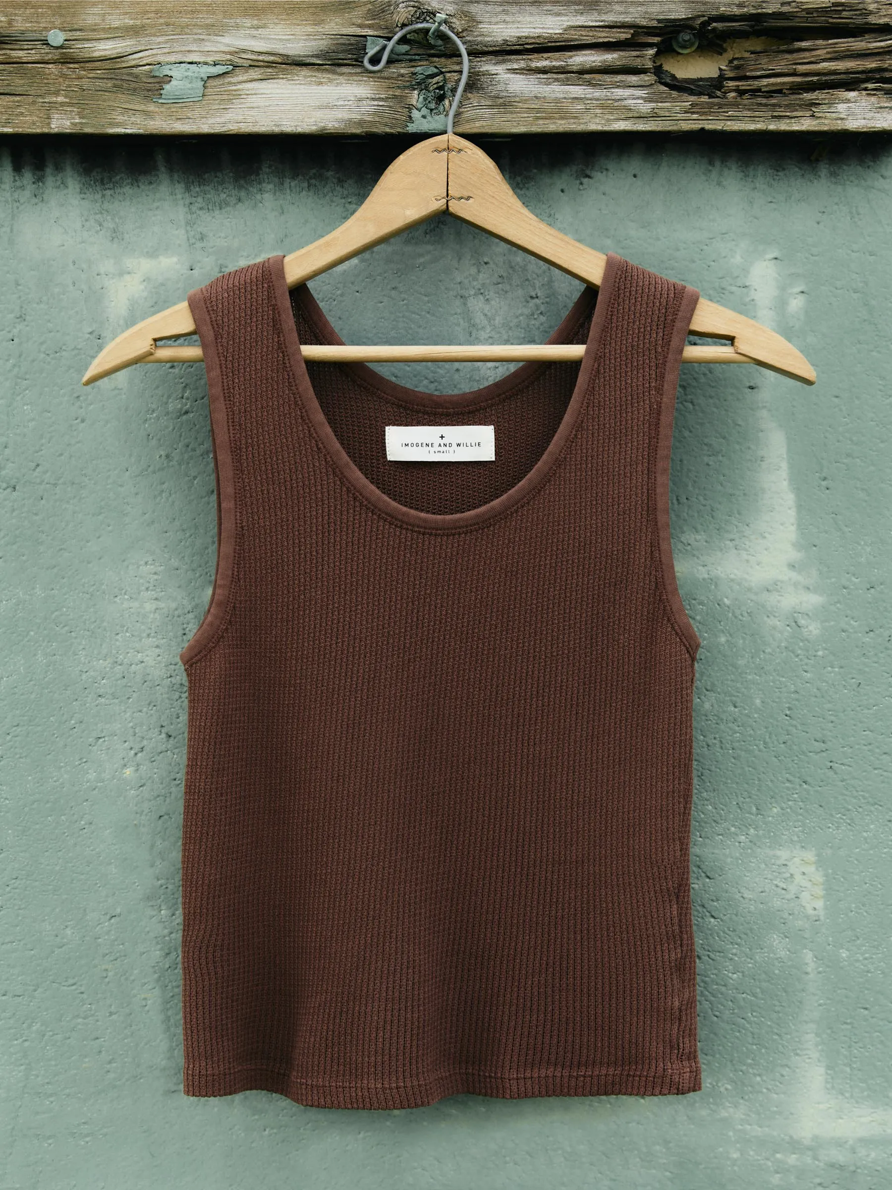 the vintage tank in open knit chestnut sold by Imogene + Willie product image thumbnail 5