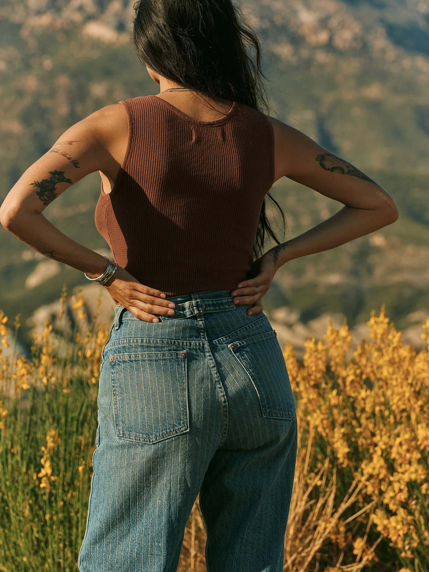 the vintage tank in open knit chestnut sold by Imogene + Willie product image thumbnail 4